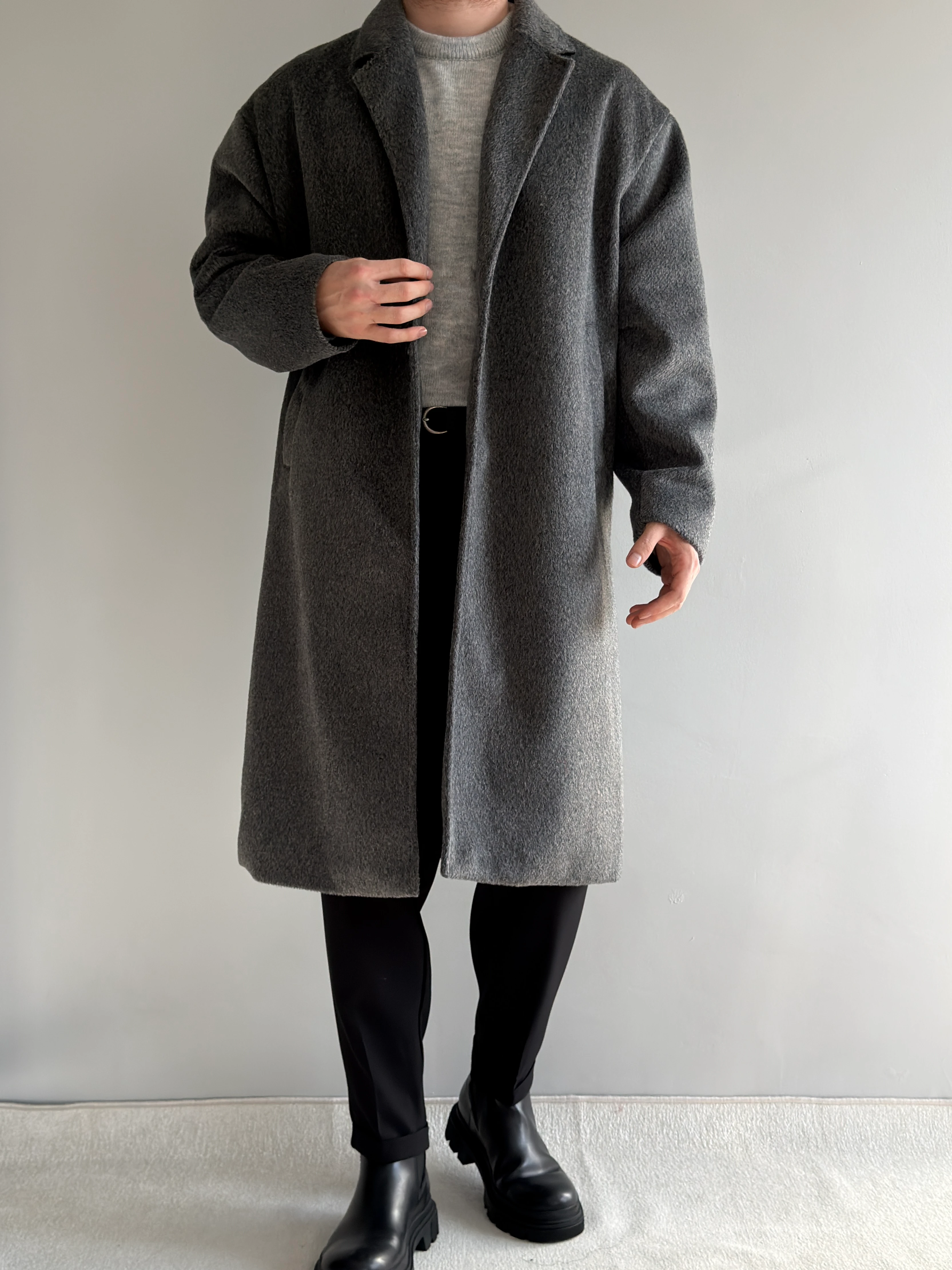 Prime Old Money Exlusive Oversize Kalıp Kaban - P183 - Gri