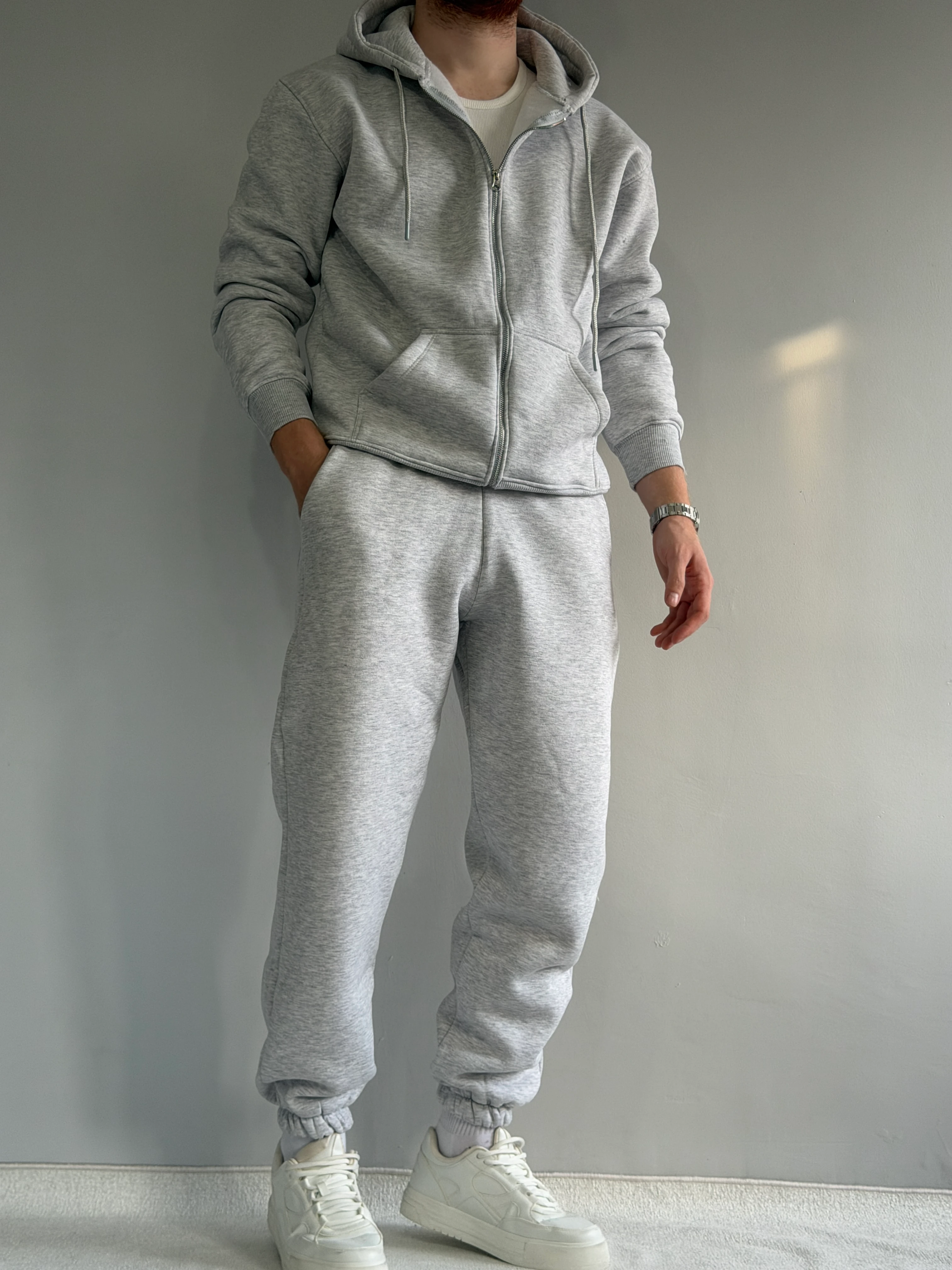 Yüksek Kalite Rahat Kalıp Alt Üst Eşofman Takımı -P181 - Gri