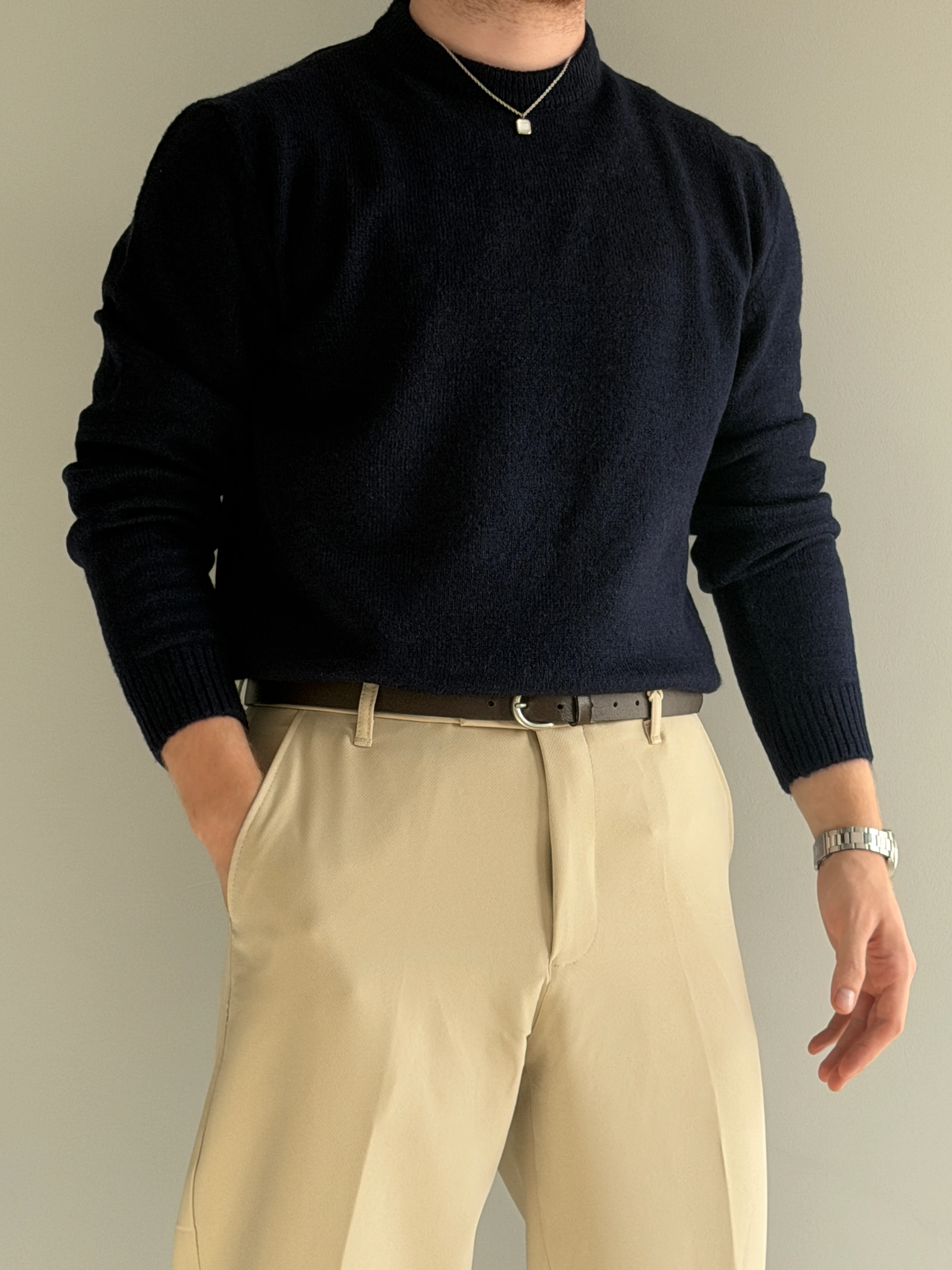 Prime Old Money Exclusive Yumuşak Dokulu Basic Triko Kazak - P175 - Lacivert