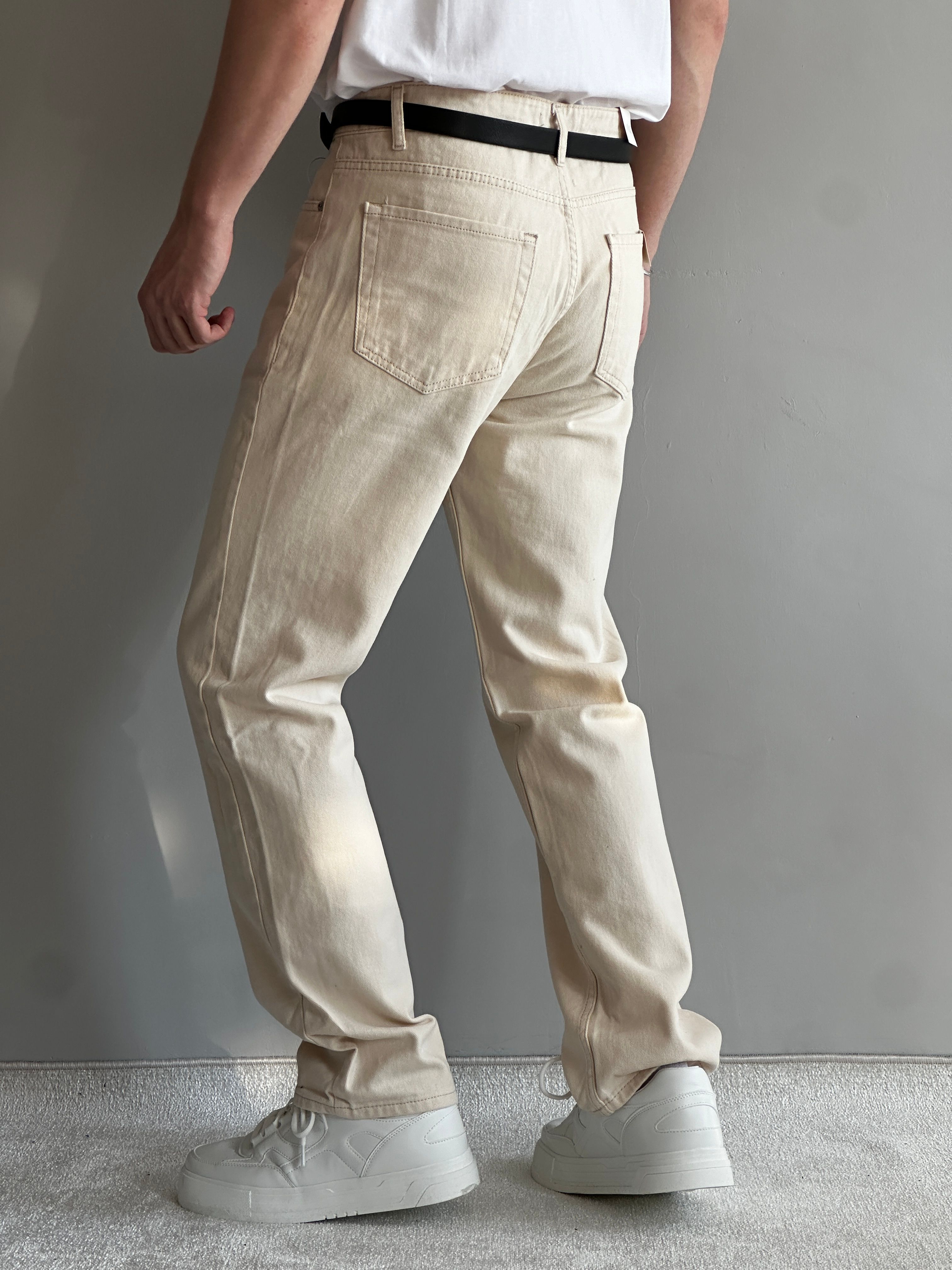 Erkek Prime Baggy Kalıp Kot Pantolon Jeans - Krem