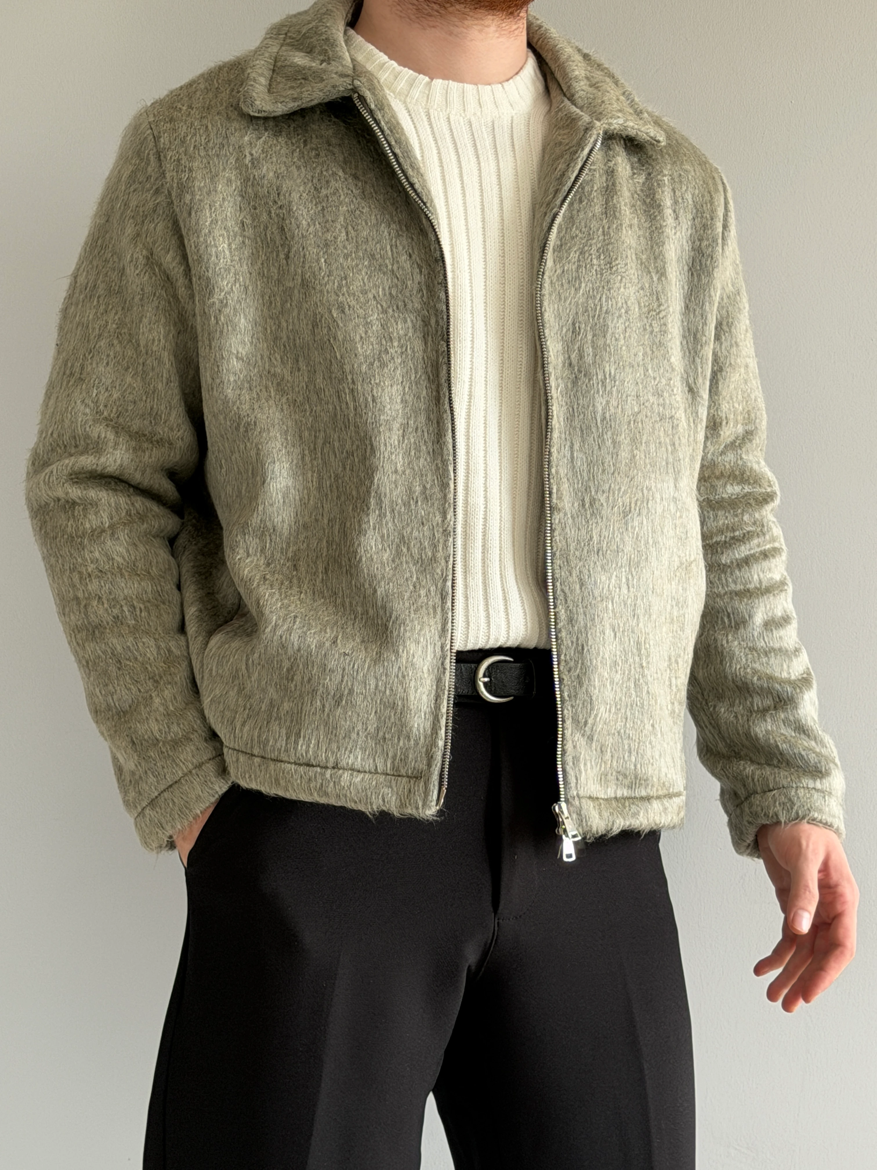 Prime Old Money Yün Detaylı Rahat Kalıp Ceket -P185 - Çağla Yeşili