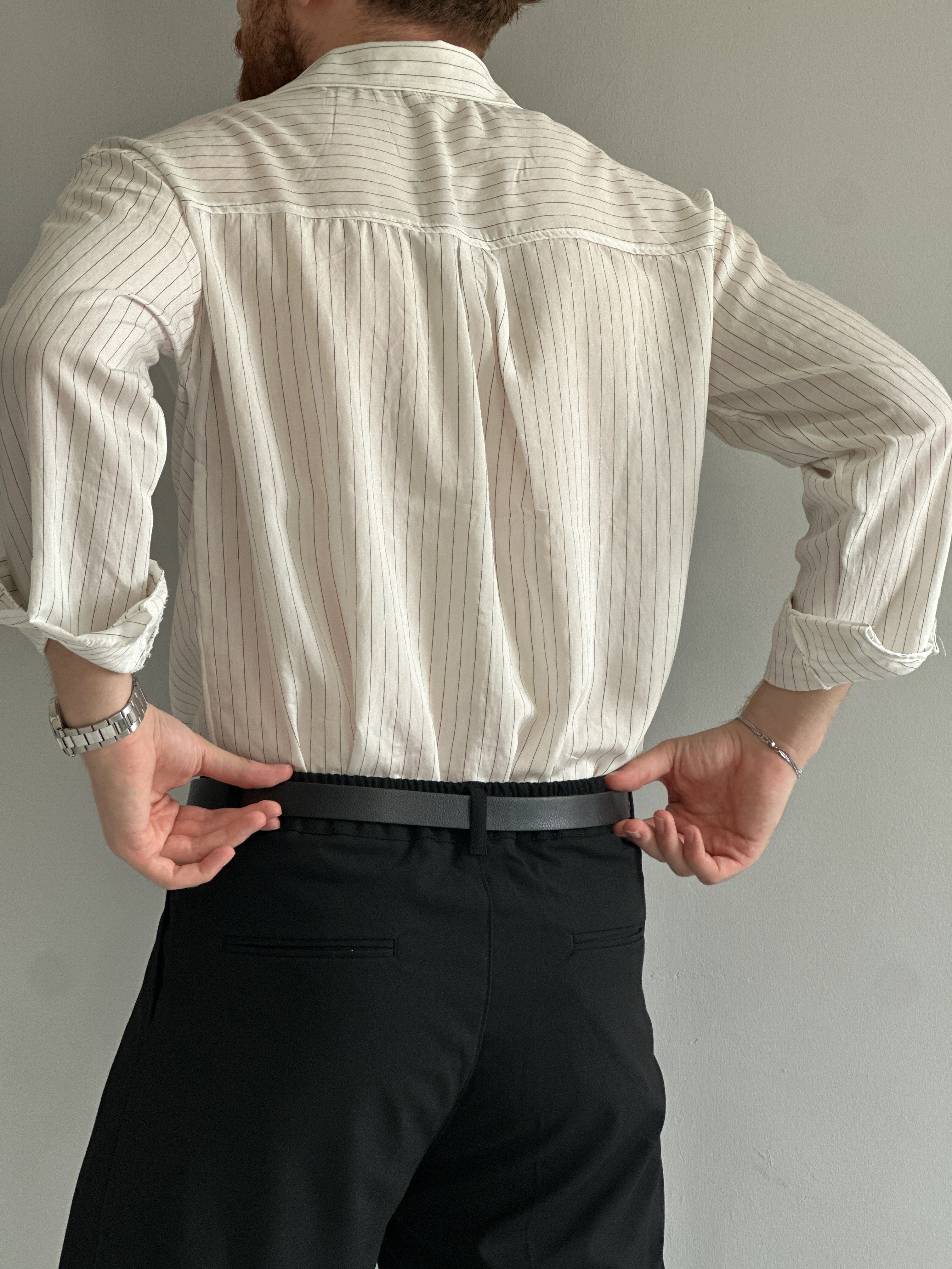 Prime Old Money İnce Çizgili Yüksek Kalite Modal Kumaş Gömlek - P114