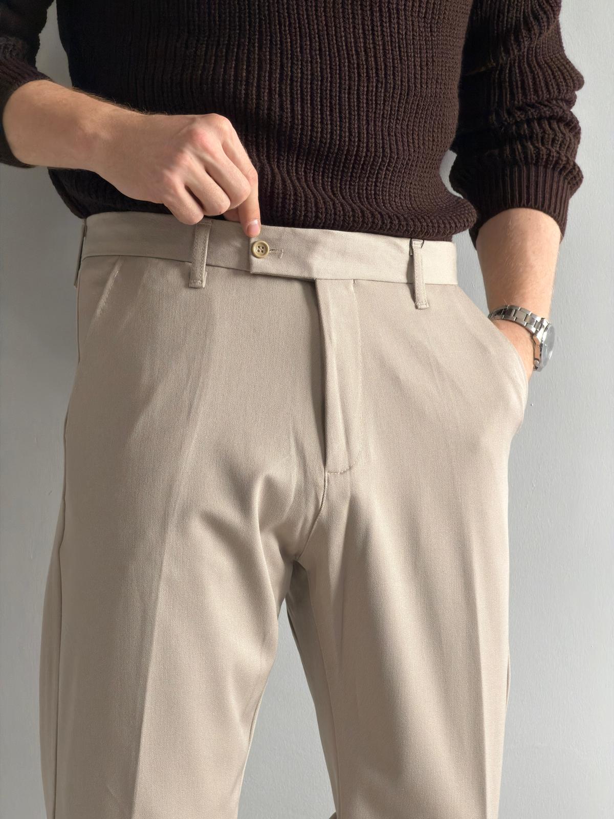 Prime Old Money Kalın Gabardin Kumaş Regular Kalıp Pantolon - P162