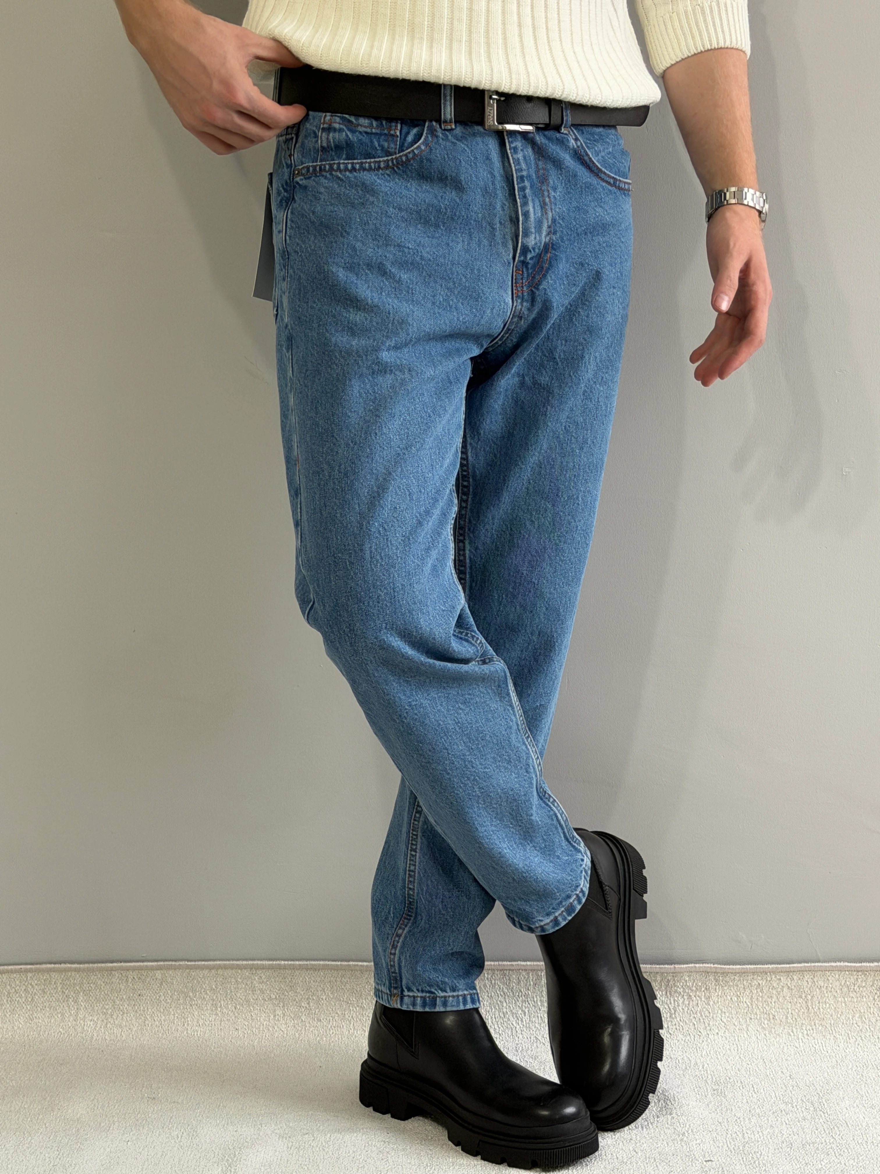 Kemer Hediyeli Exclusive Boyfriend Kalıp Kot Pantolon - P194