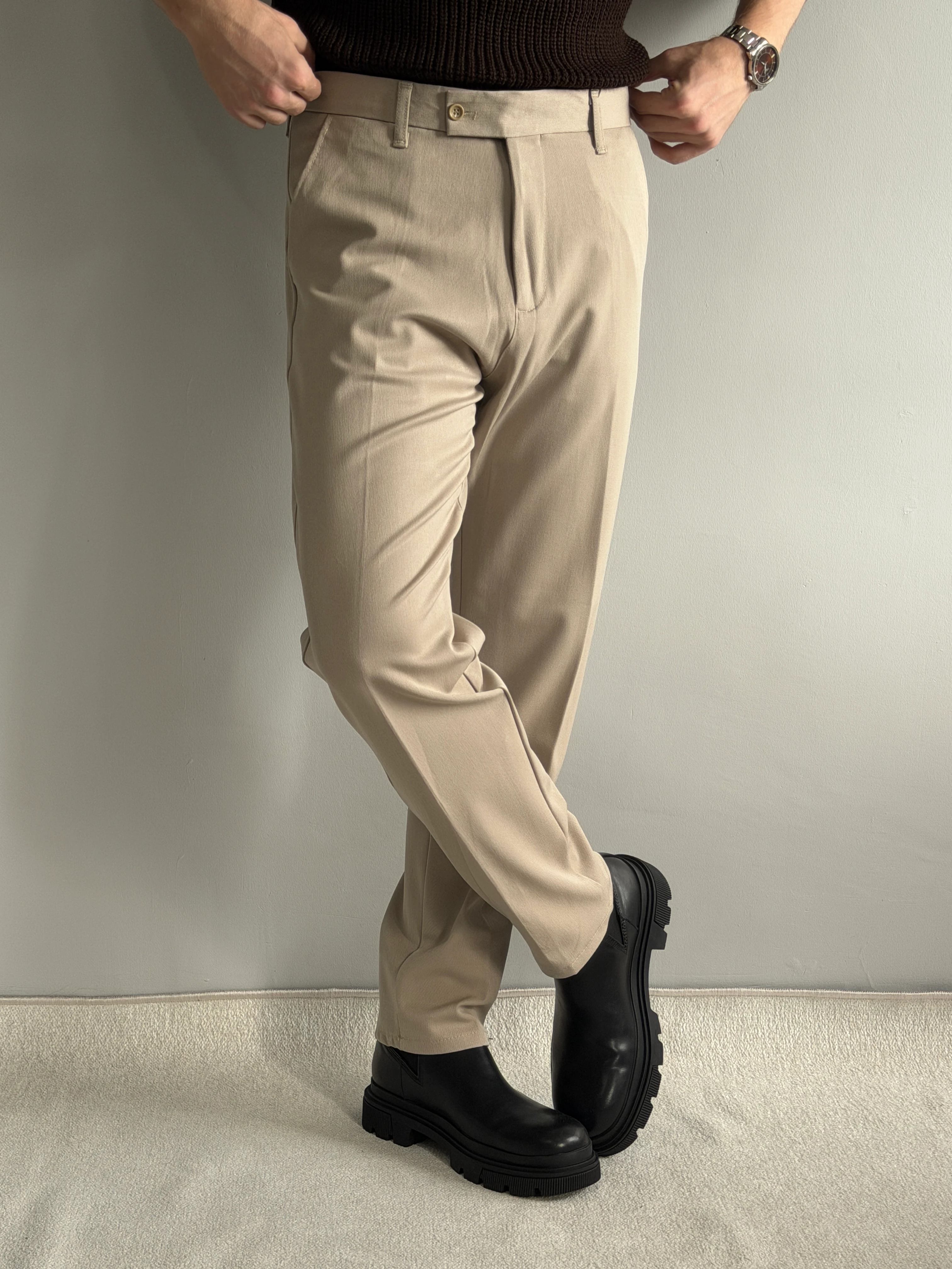 Prime Old Money Kalın Gabardin Kumaş Regular Kalıp Pantolon - P162