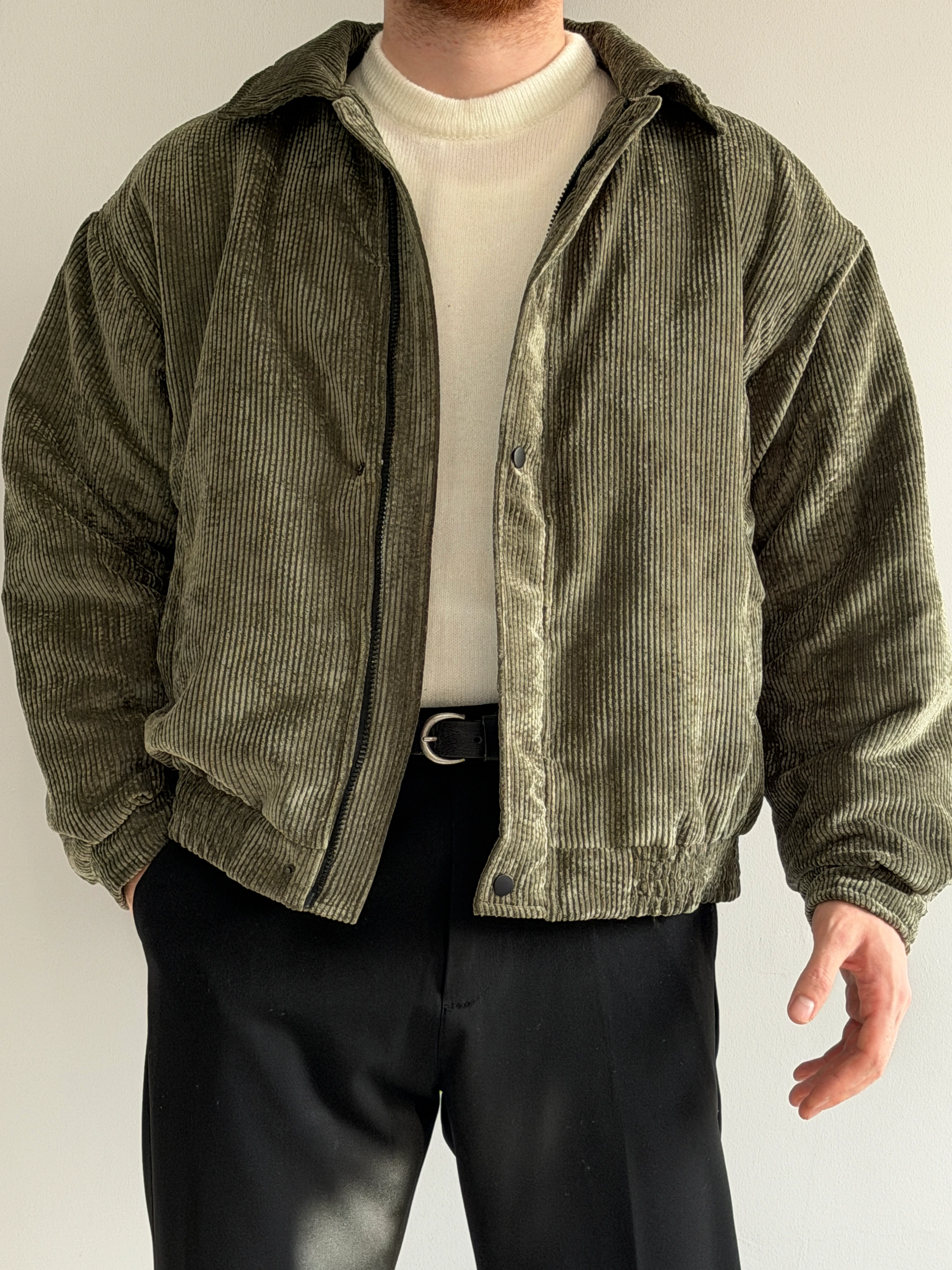 Prime Old Money Fitilli Bomber Kalıp Mont - P178 - Haki