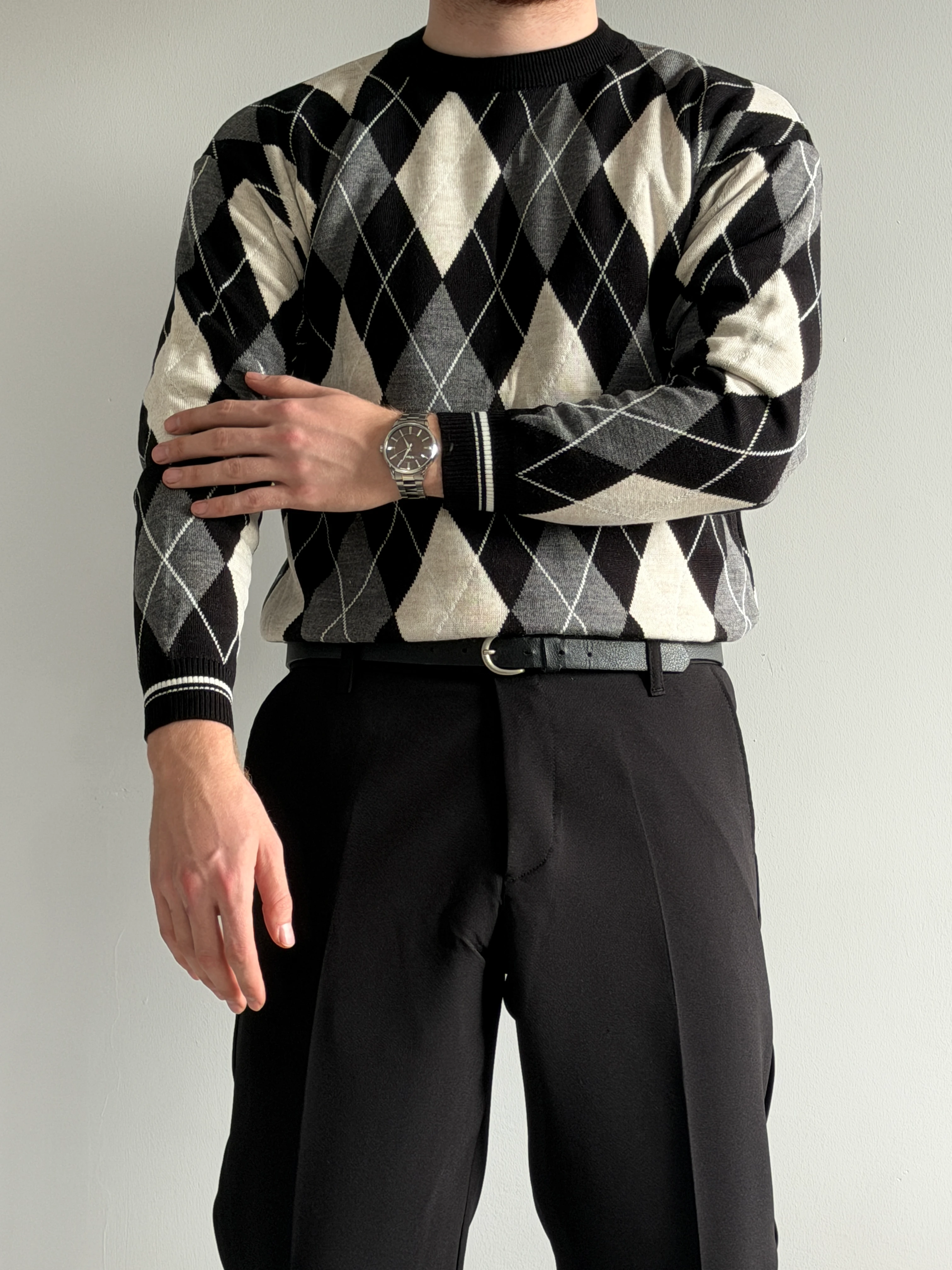 Prime Old Money Exclusive Baklava Desenli Triko Kazak - P191