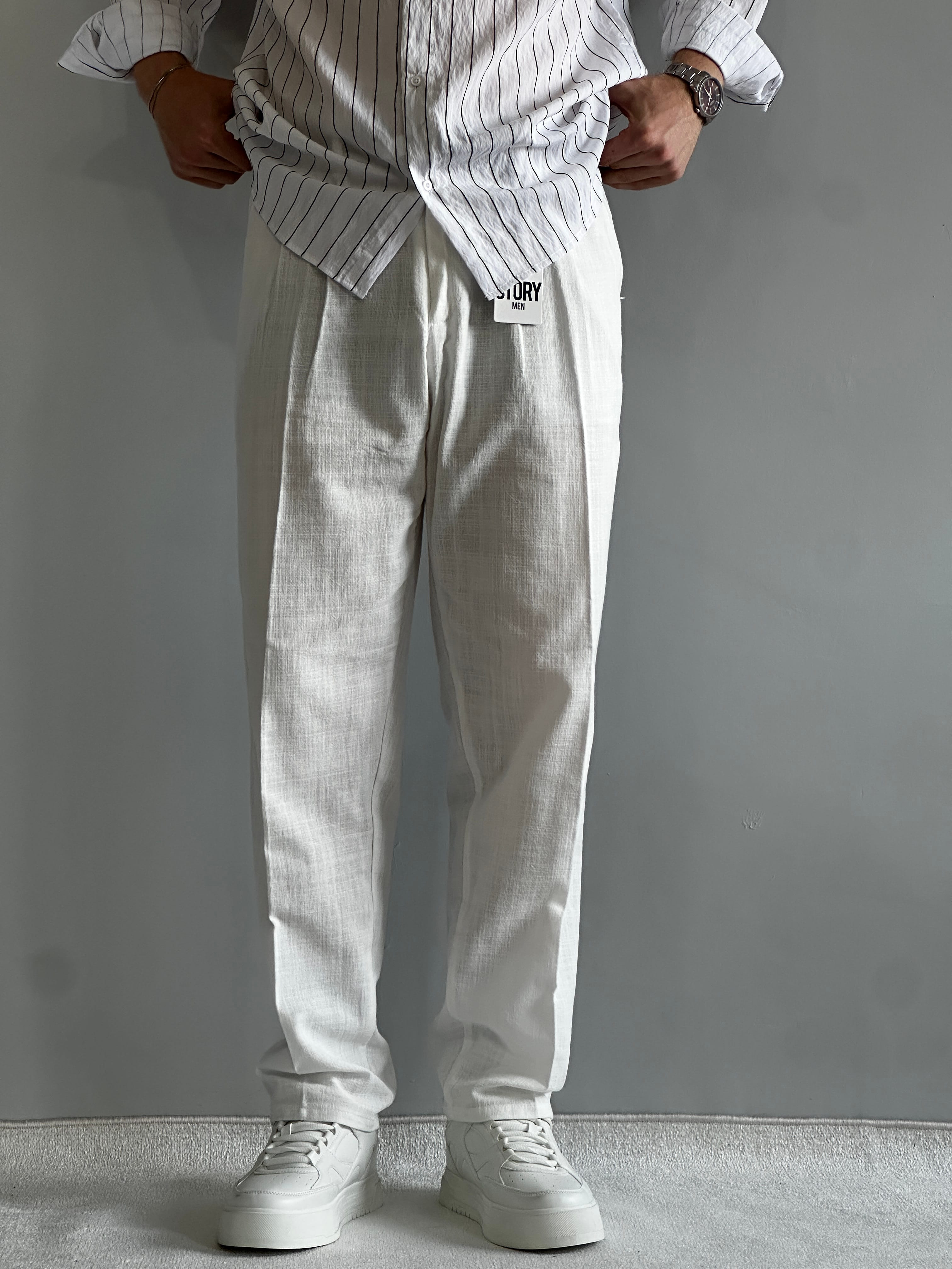 Prime Old Money Ham Keten Premium Baggy Kalıp Pantolon