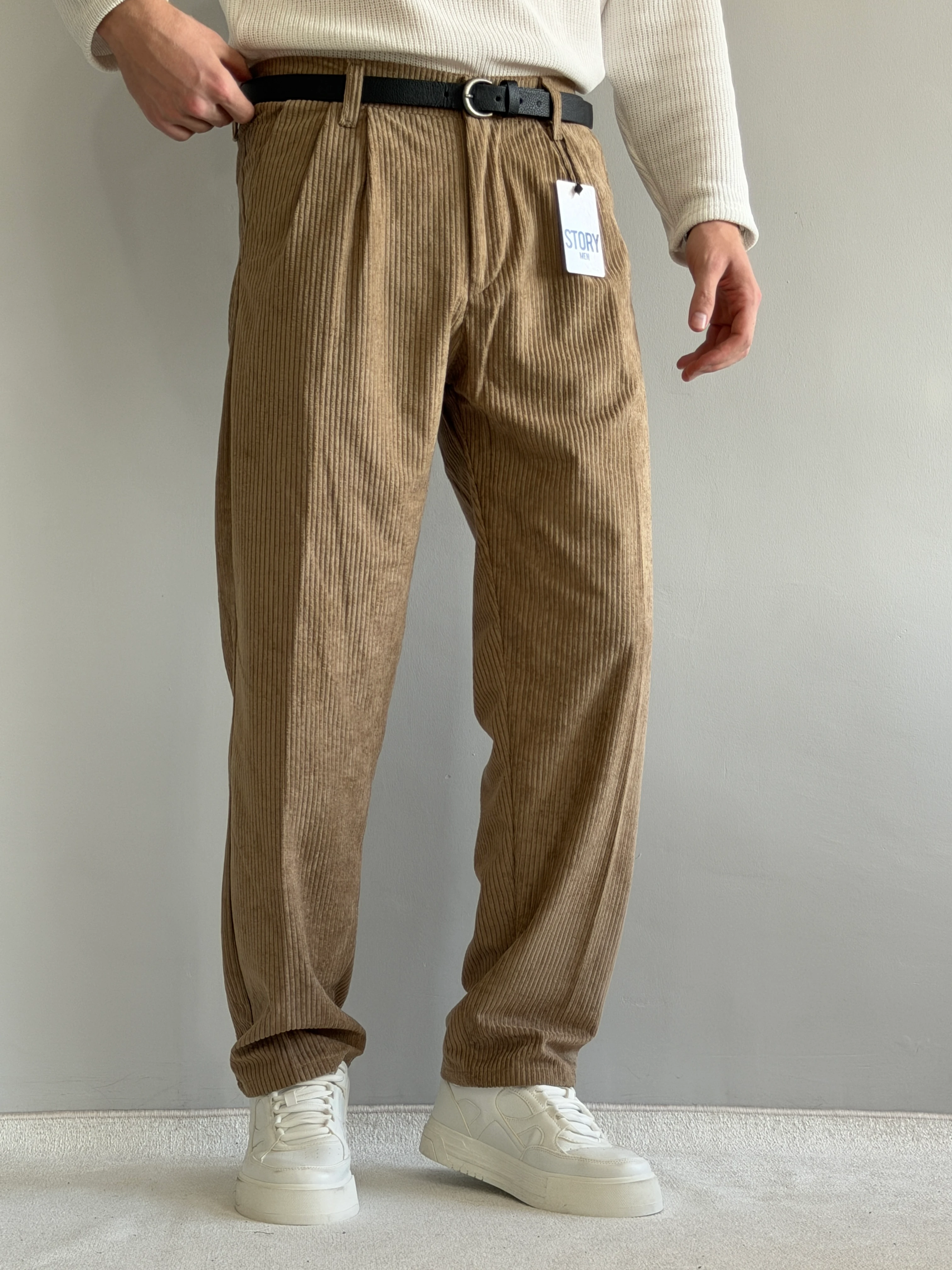 Prime Old Money Baggy Kalıp Kadife Pantolon - P111 - Sütlü Kahve