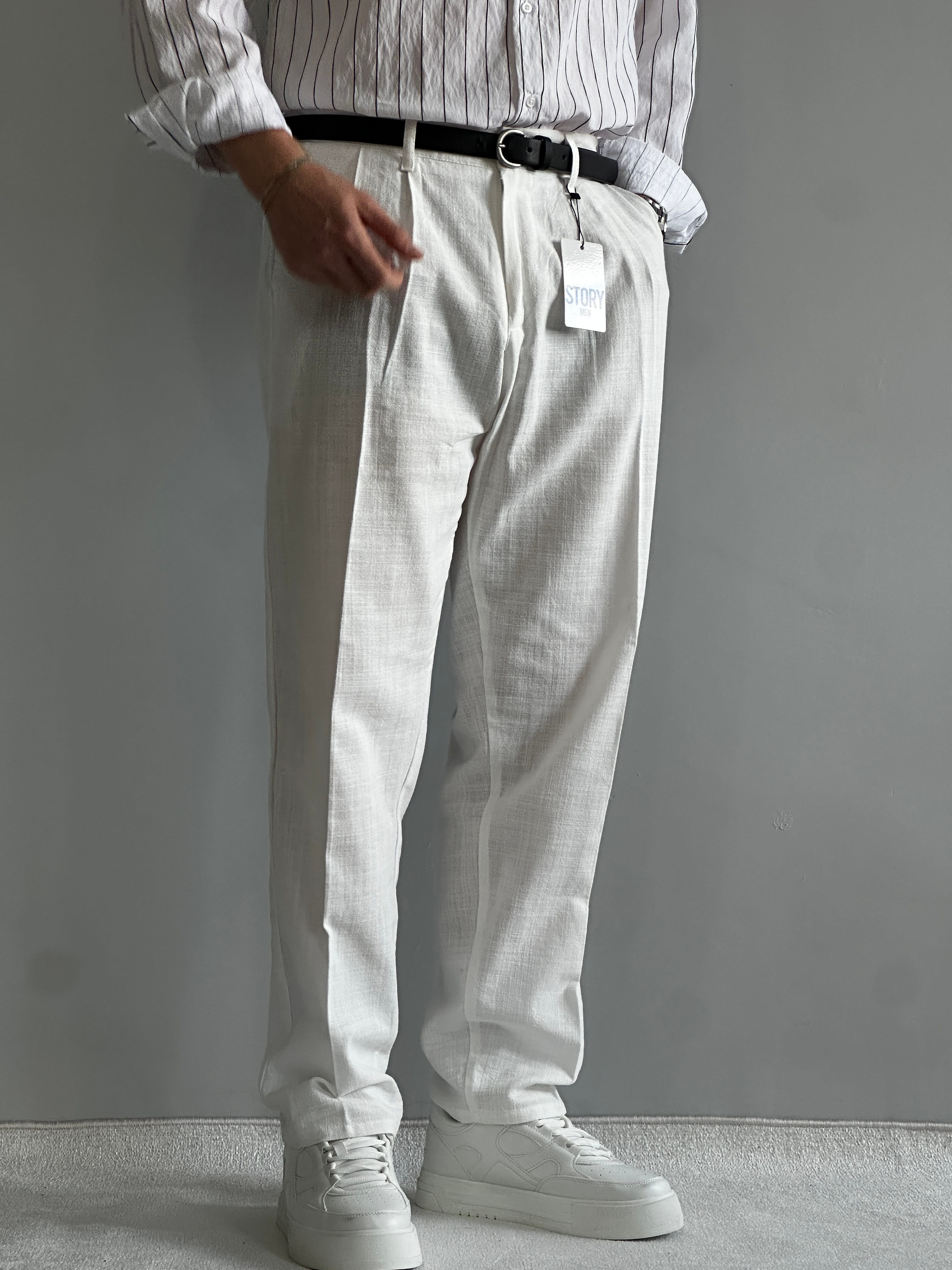 Prime Old Money Ham Keten Premium Baggy Kalıp Pantolon