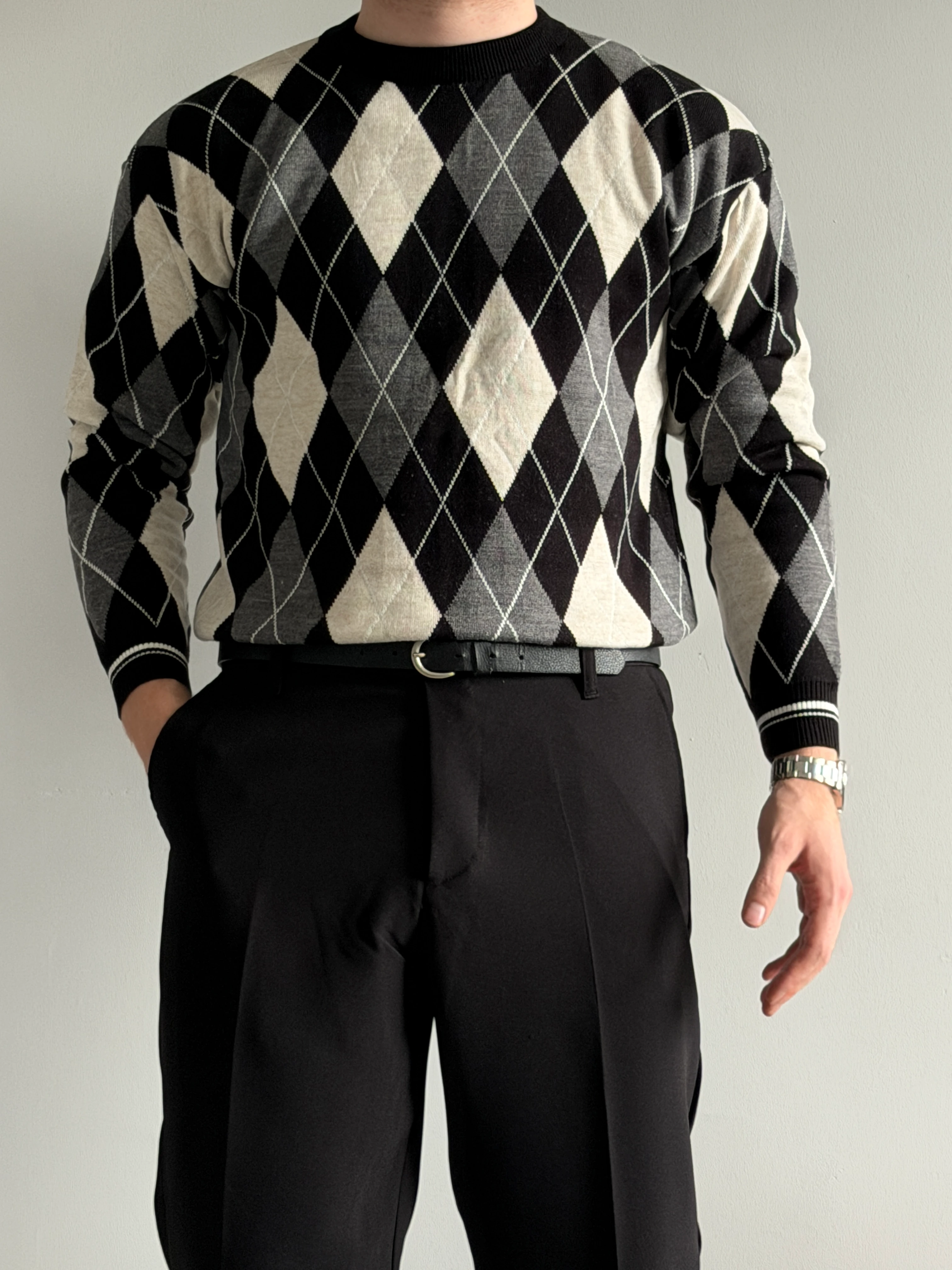 Prime Old Money Exclusive Baklava Desenli Triko Kazak - P191