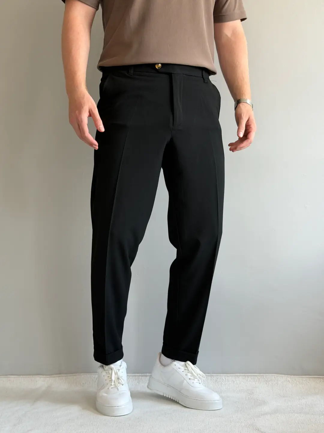 Erkek Prime Duble Paça Beli Lastikli Regular Kalıp Pantolon - P104