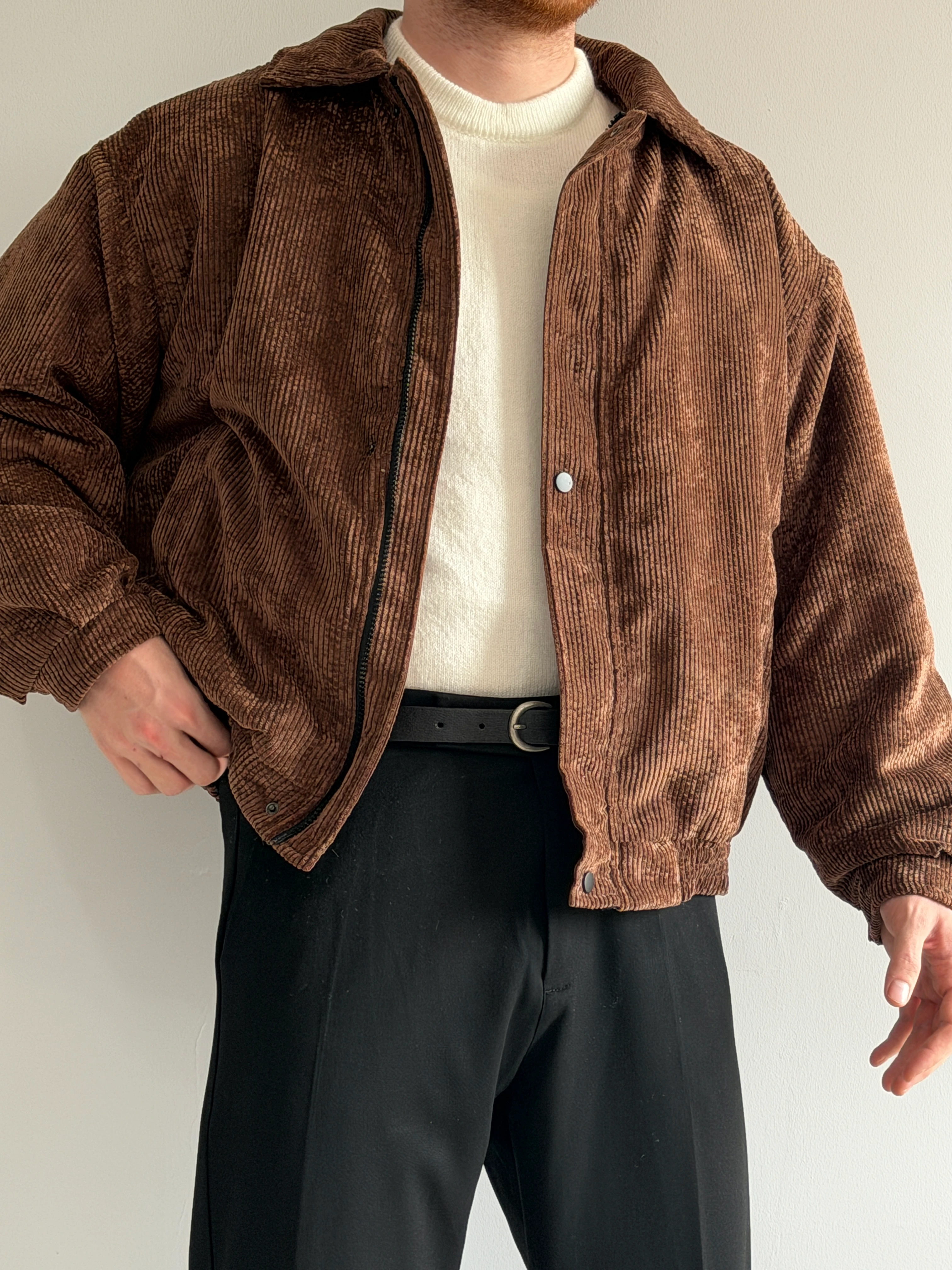 Prime Old Money Fitilli Bomber Kalıp Mont - P178 - Kahverengi