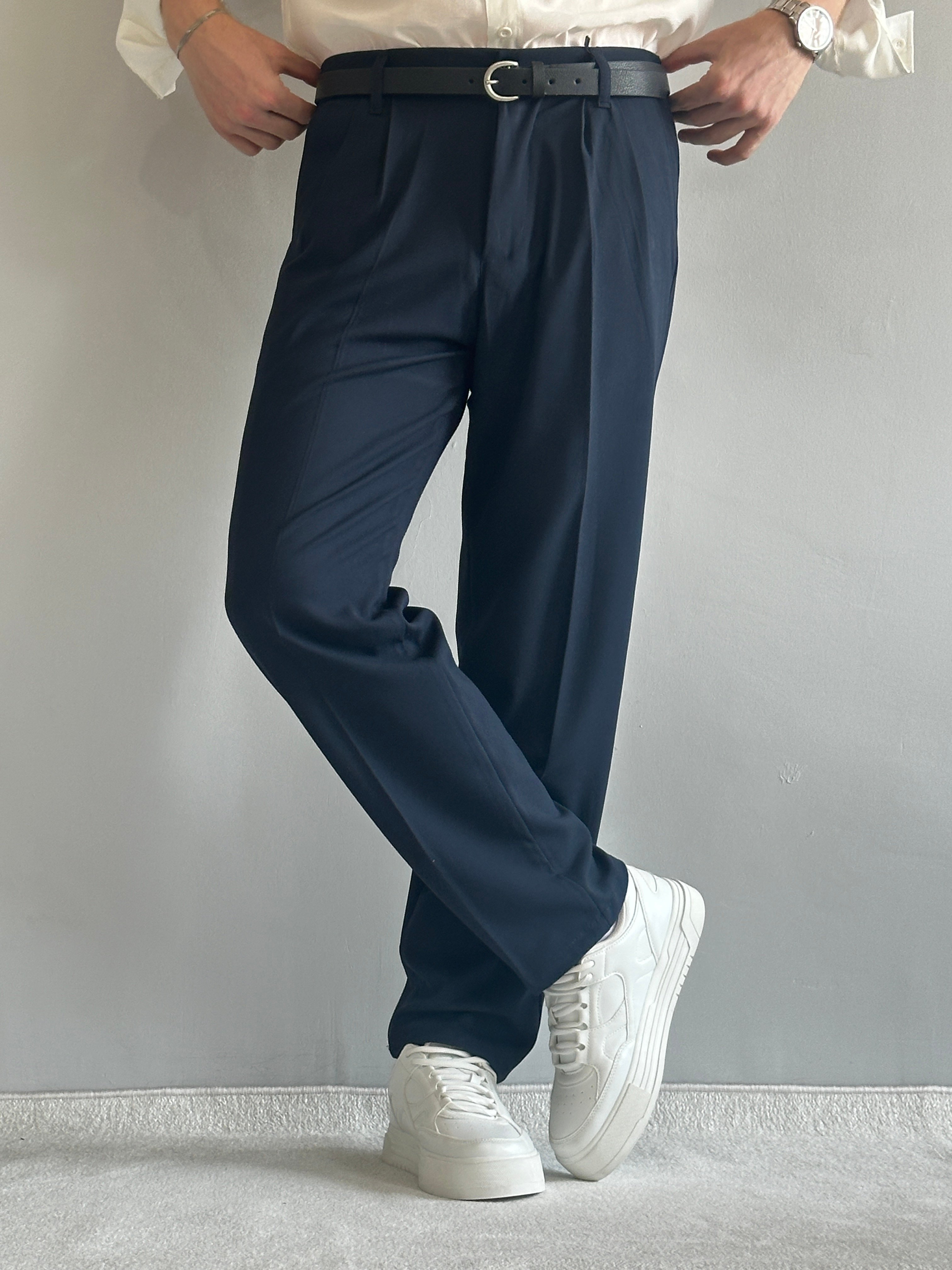 Erkek Prime Baggy Kalıp Beli Lastikli Pileli Kumaş Pantolon