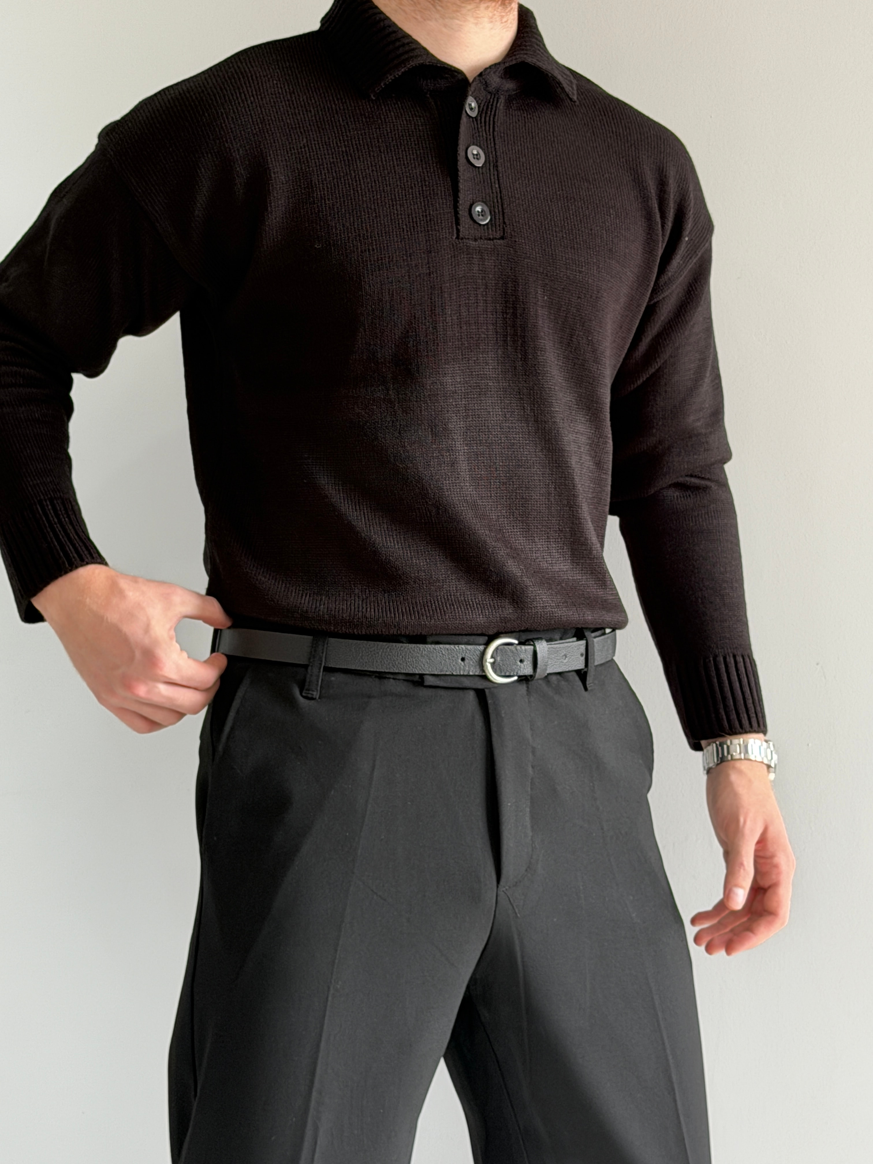 Prime Old Money Exclusive Polo Yaka Basic Triko Kazak - P157