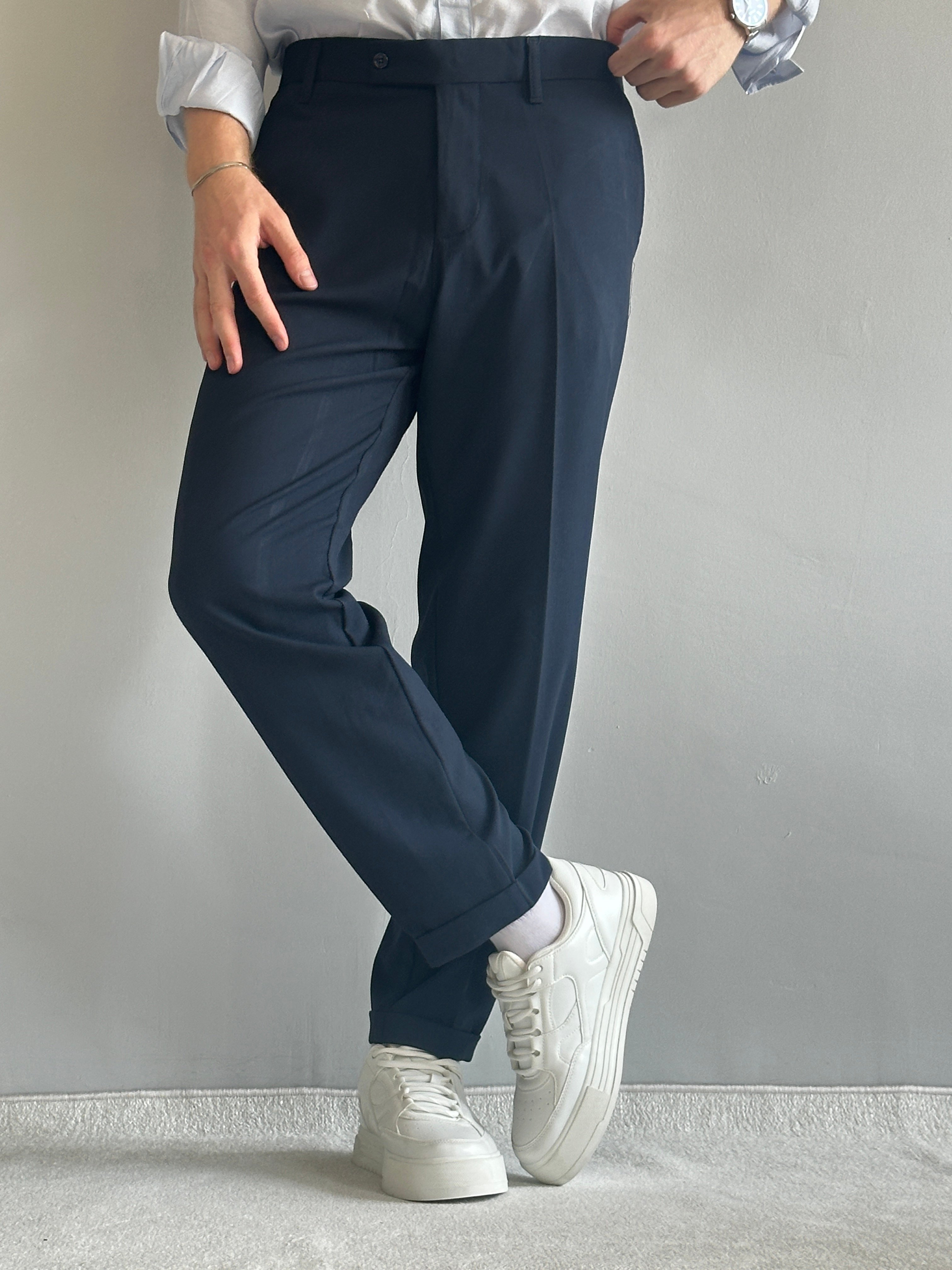 Erkek Prime Duble Paça Beli Lastikli Regular Kalıp Pantolon