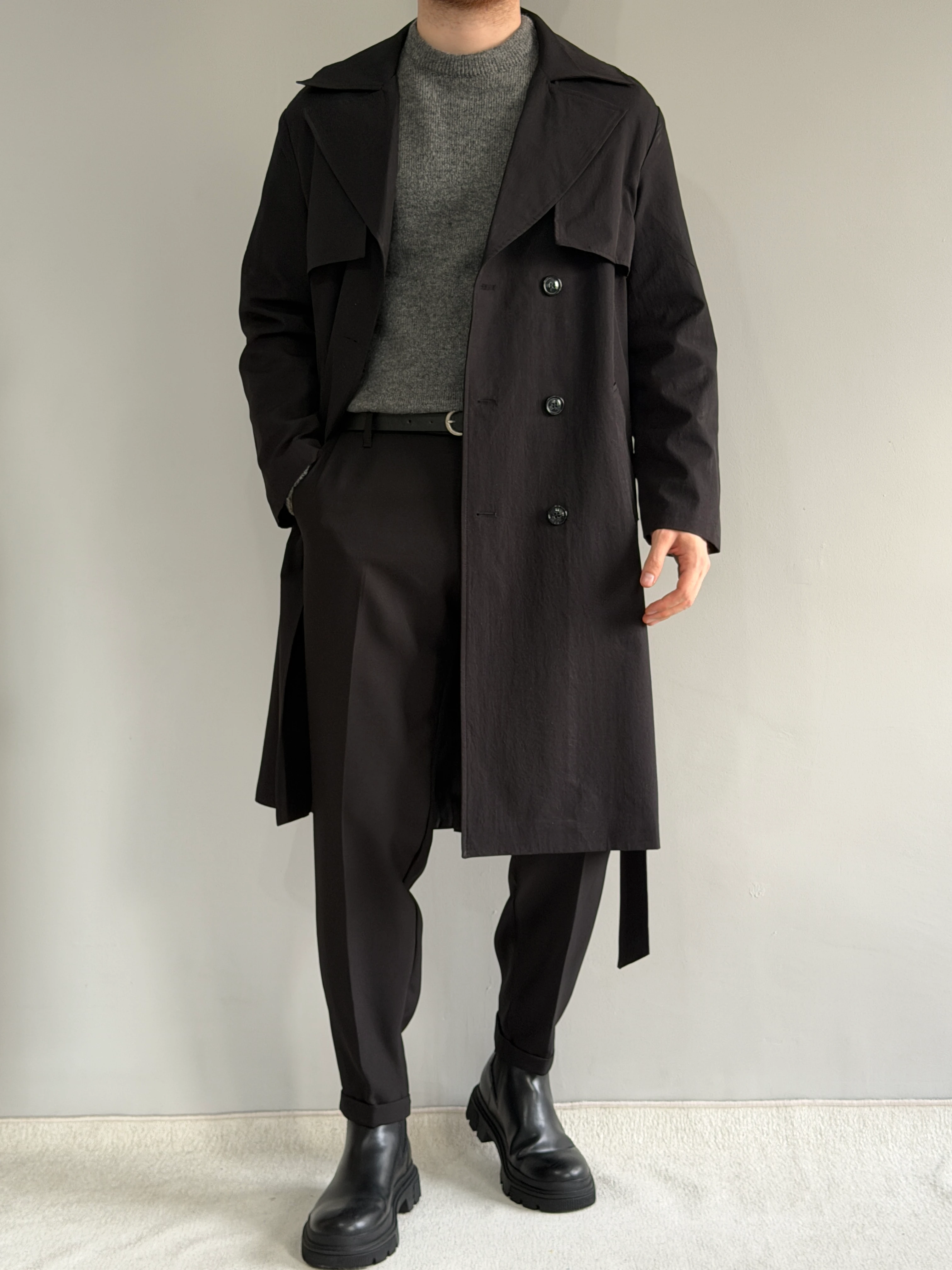 Prime Old Money Yüksek Kalite Trençkot - P176 - Siyah