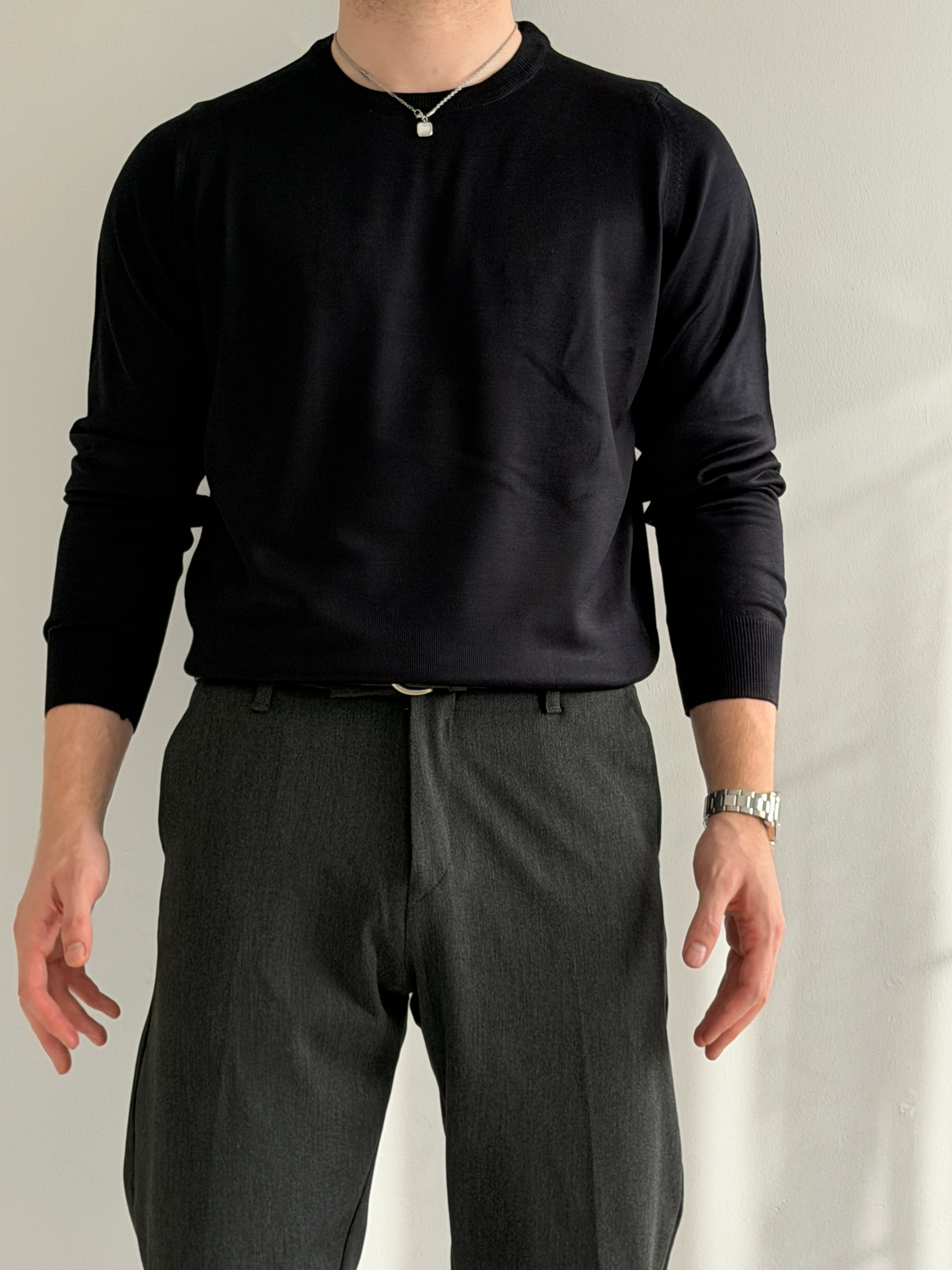 Prime Old Money Luxury Standart Kalıp İnce Bisiklet Yaka Kazak - P198