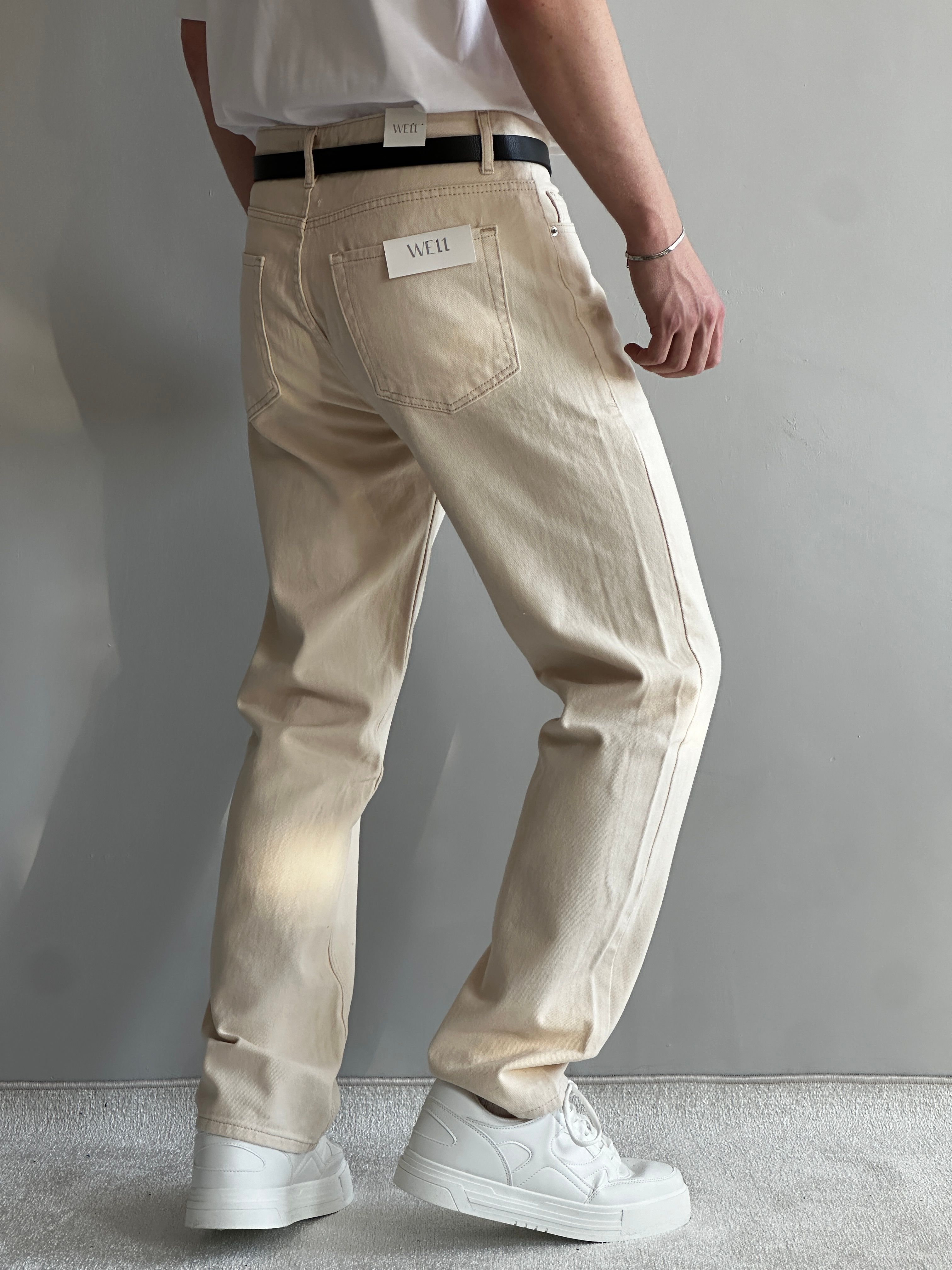 Erkek Prime Baggy Kalıp Kot Pantolon Jeans - Krem