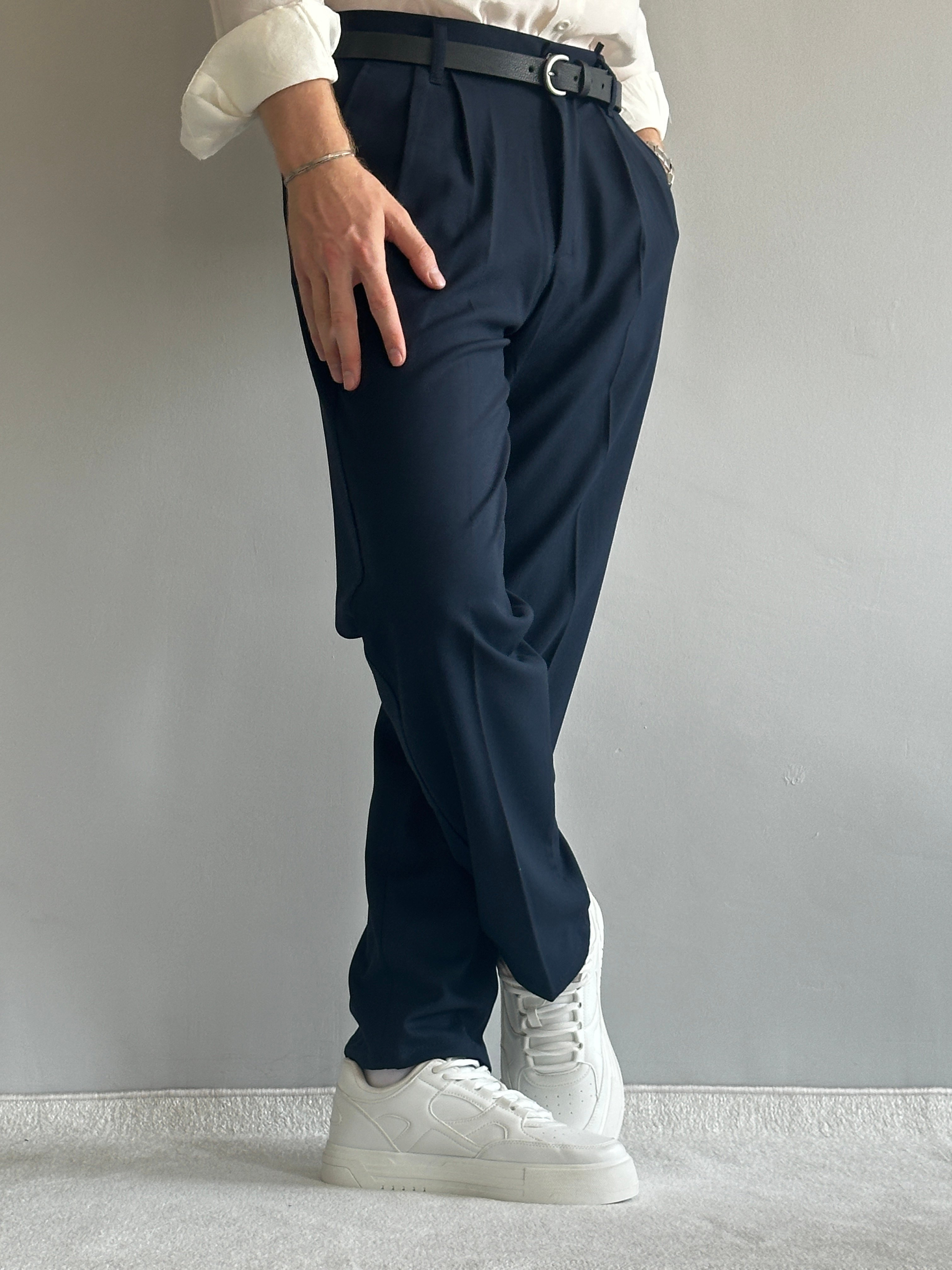 Erkek Prime Baggy Kalıp Beli Lastikli Pileli Kumaş Pantolon