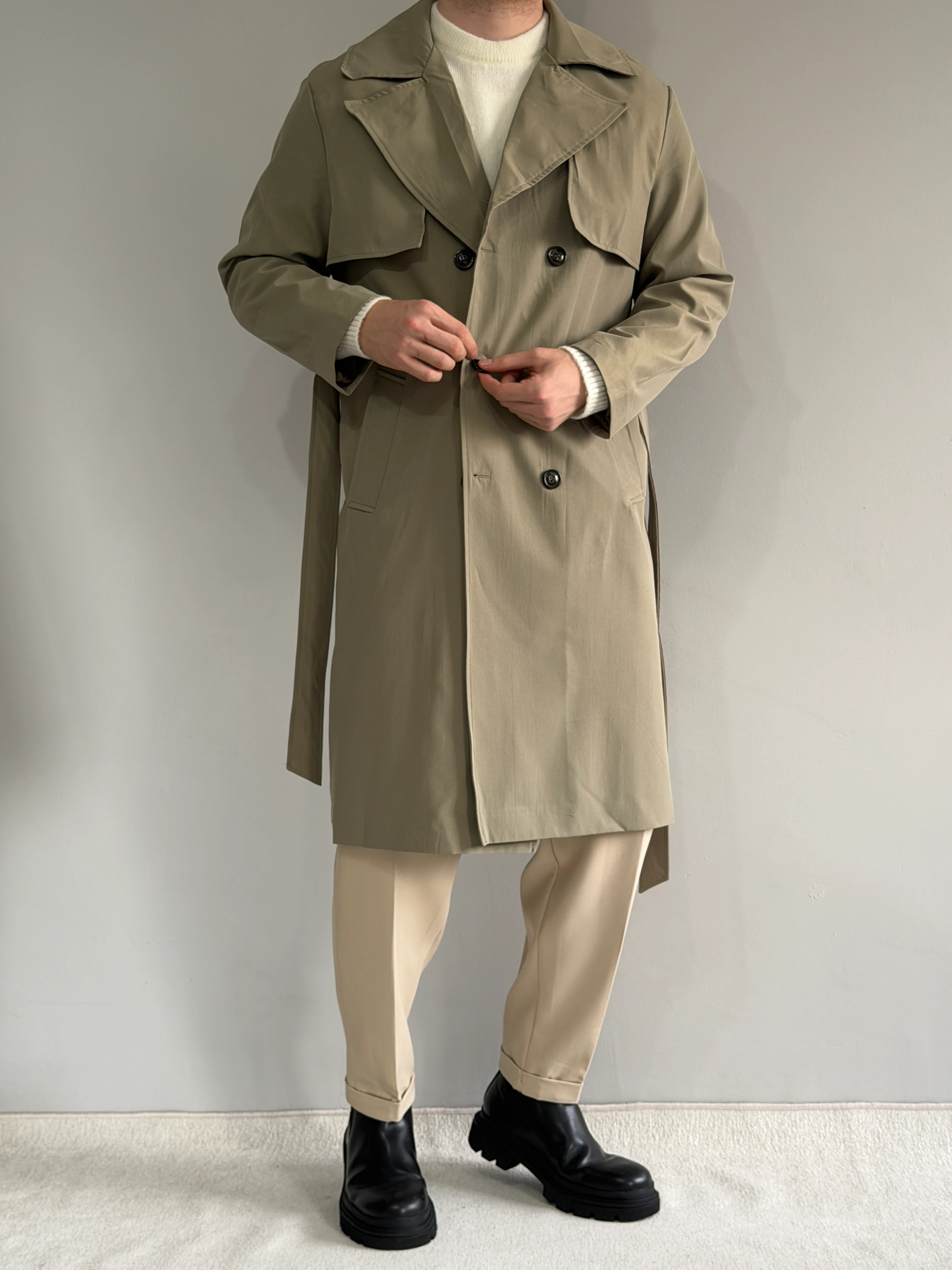 Prime Old Money Yüksek Kalite Trençkot - P176 - Çağla Yeşili