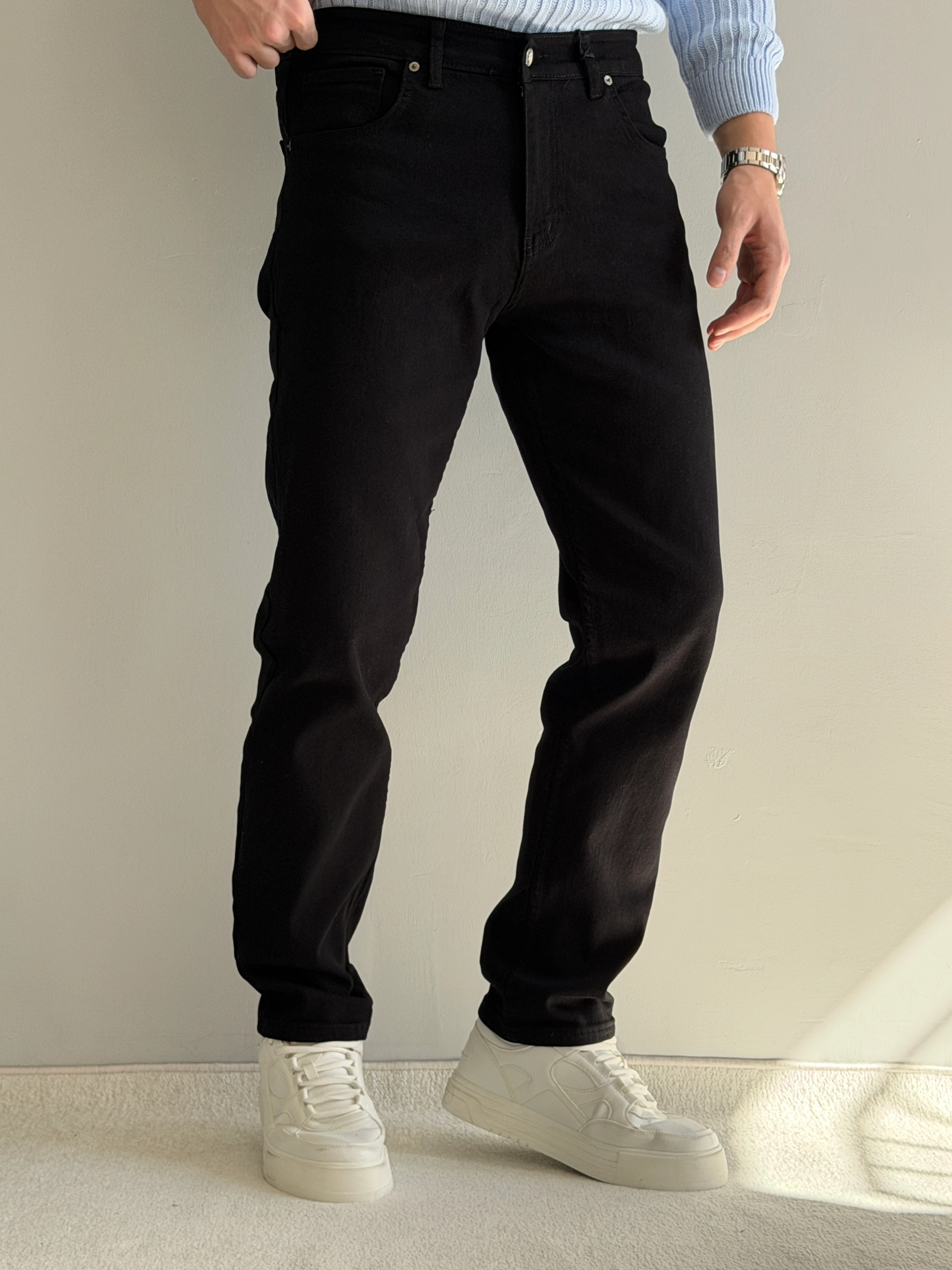 Prime Yüksek Kalite Regular Kalıp Likralı Kot Pantolon - P147 - Siyah