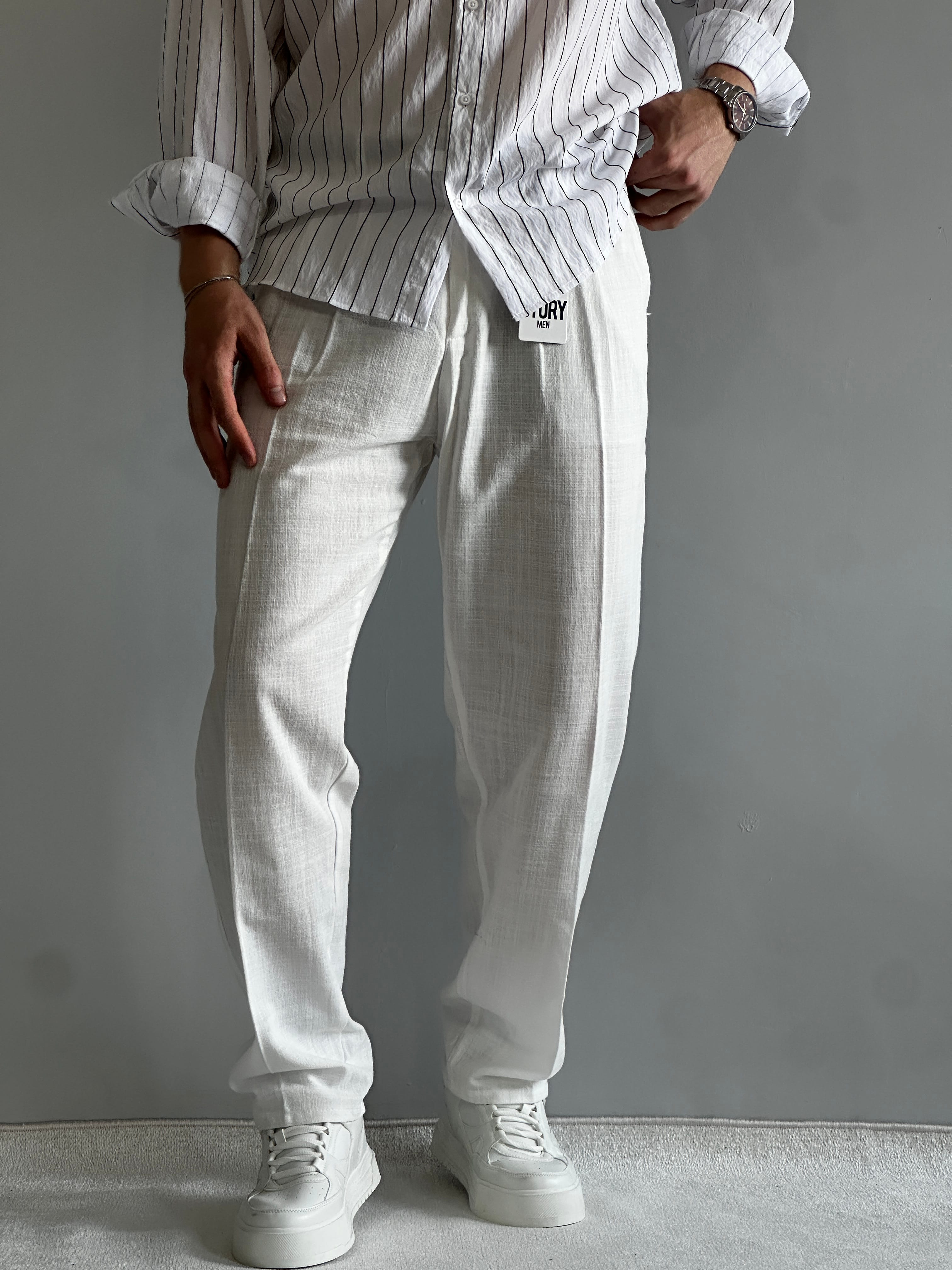Prime Old Money Ham Keten Premium Baggy Kalıp Pantolon