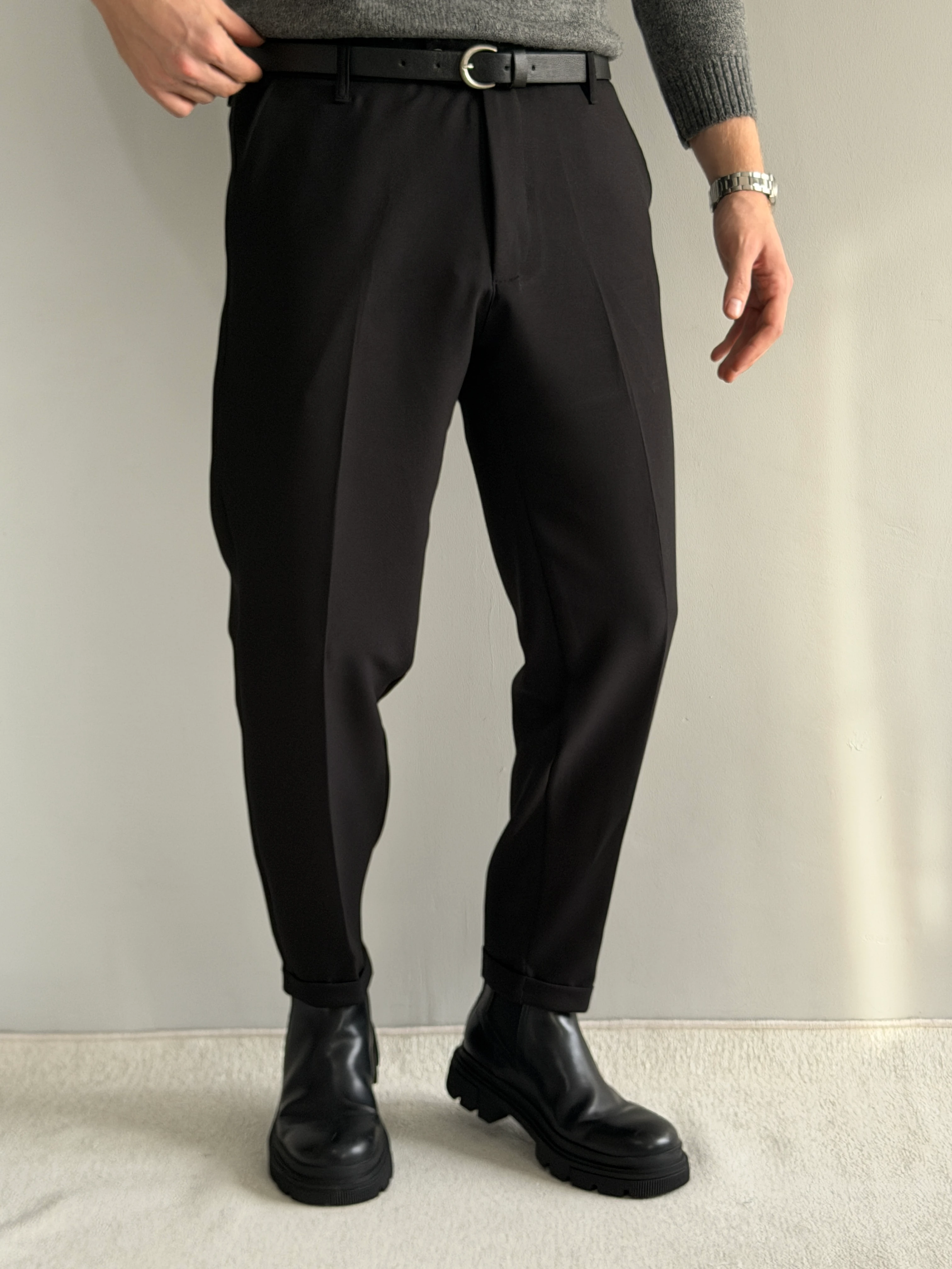 Prime Old Money Kalın Kumaş Duble Paça Rahat Kalıp Kumaş Pantolon - P174