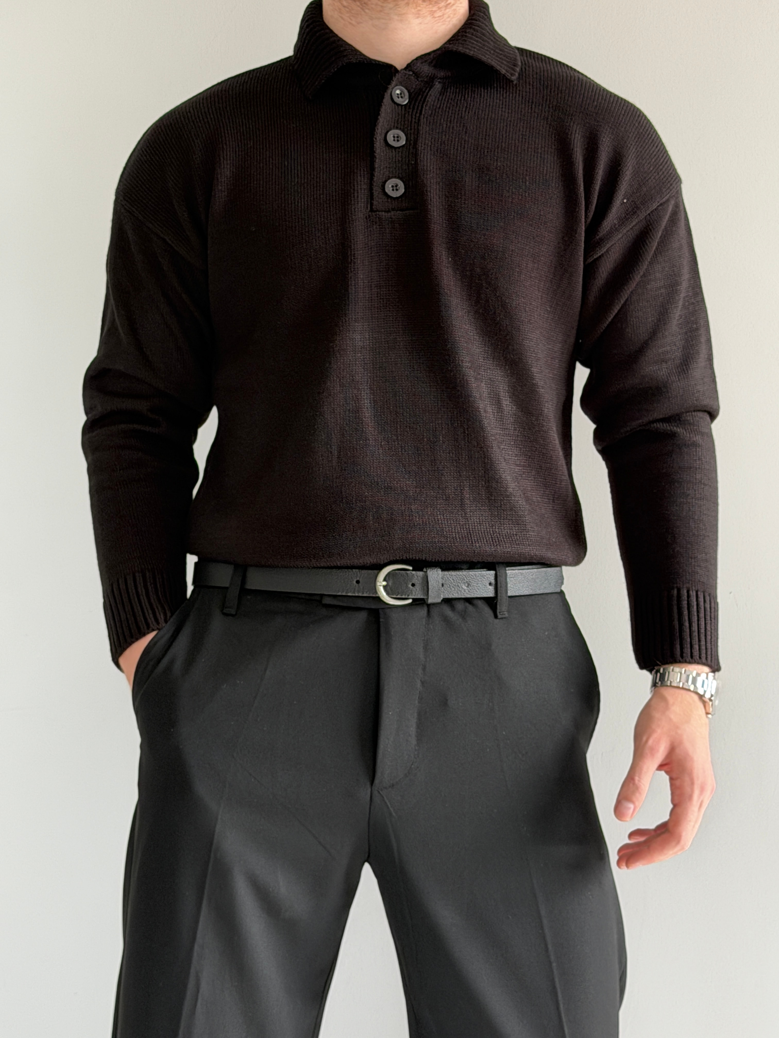 Prime Old Money Exclusive Polo Yaka Basic Triko Kazak - P157