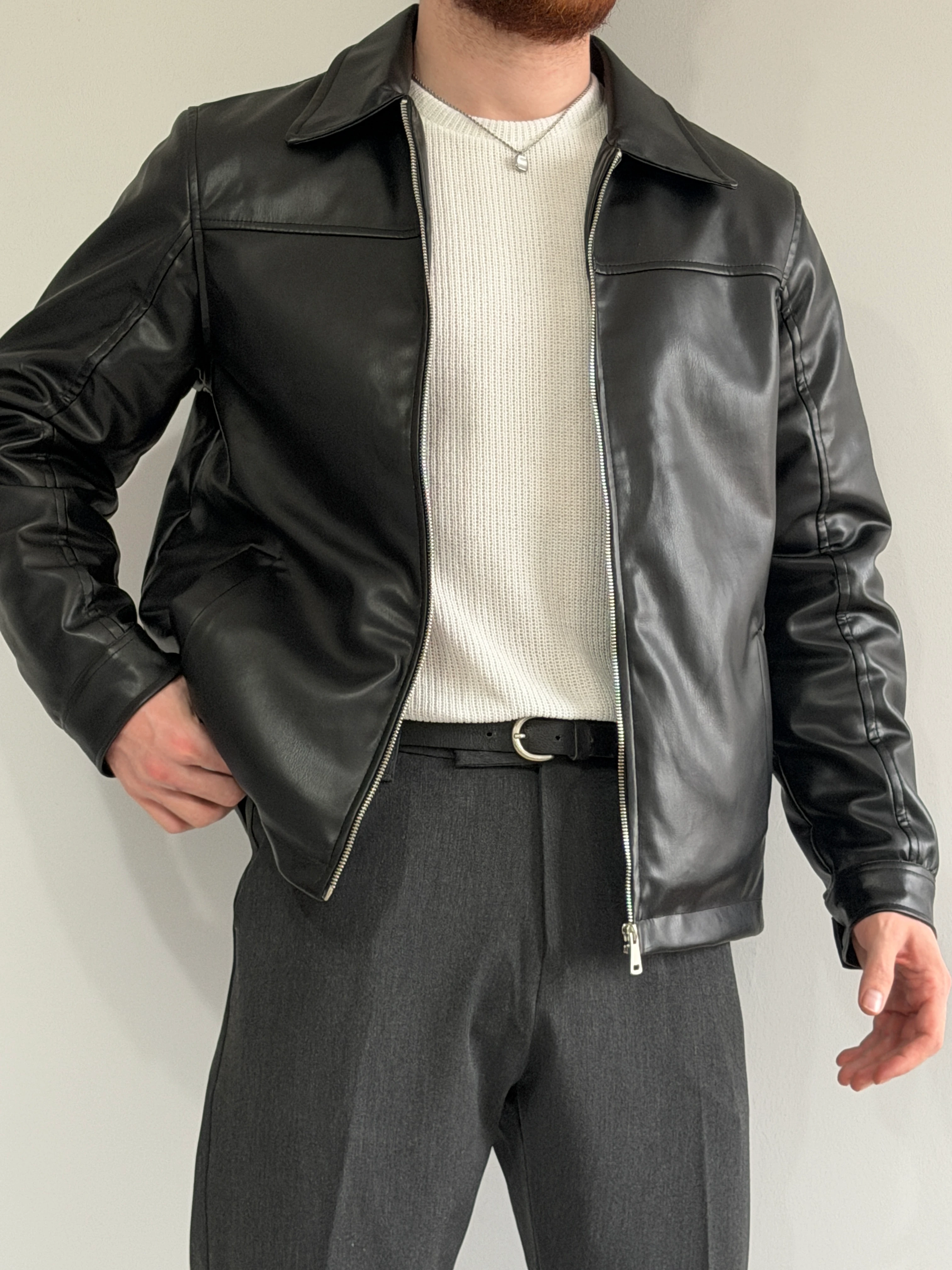 Prime Old Money Exclusive Yüksek Gramajlı Deri Ceket - P190 - Siyah