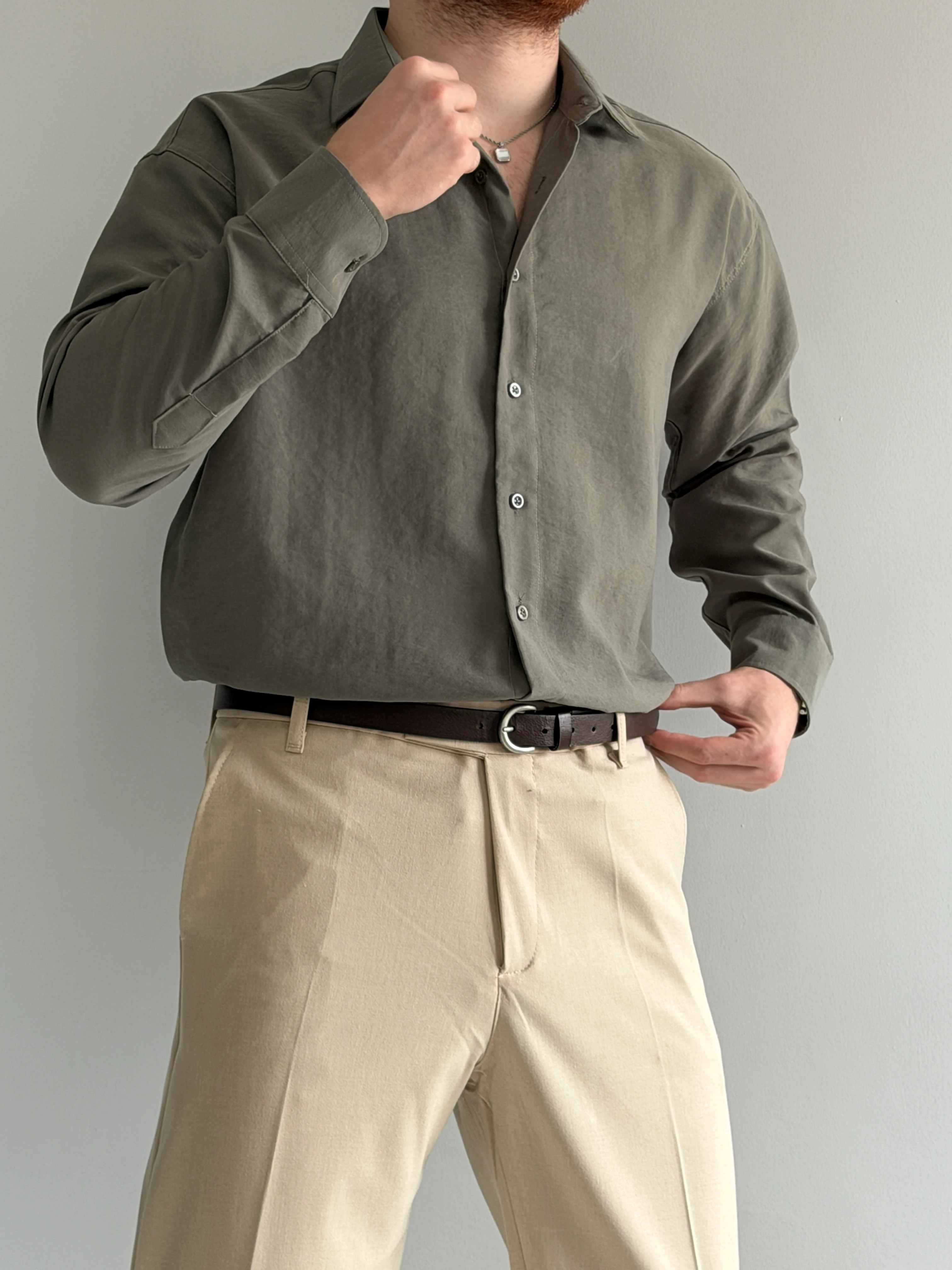 Prime Old Money Kalın Modal Kumaş Gömlek - P155 - Çağla Yeşili