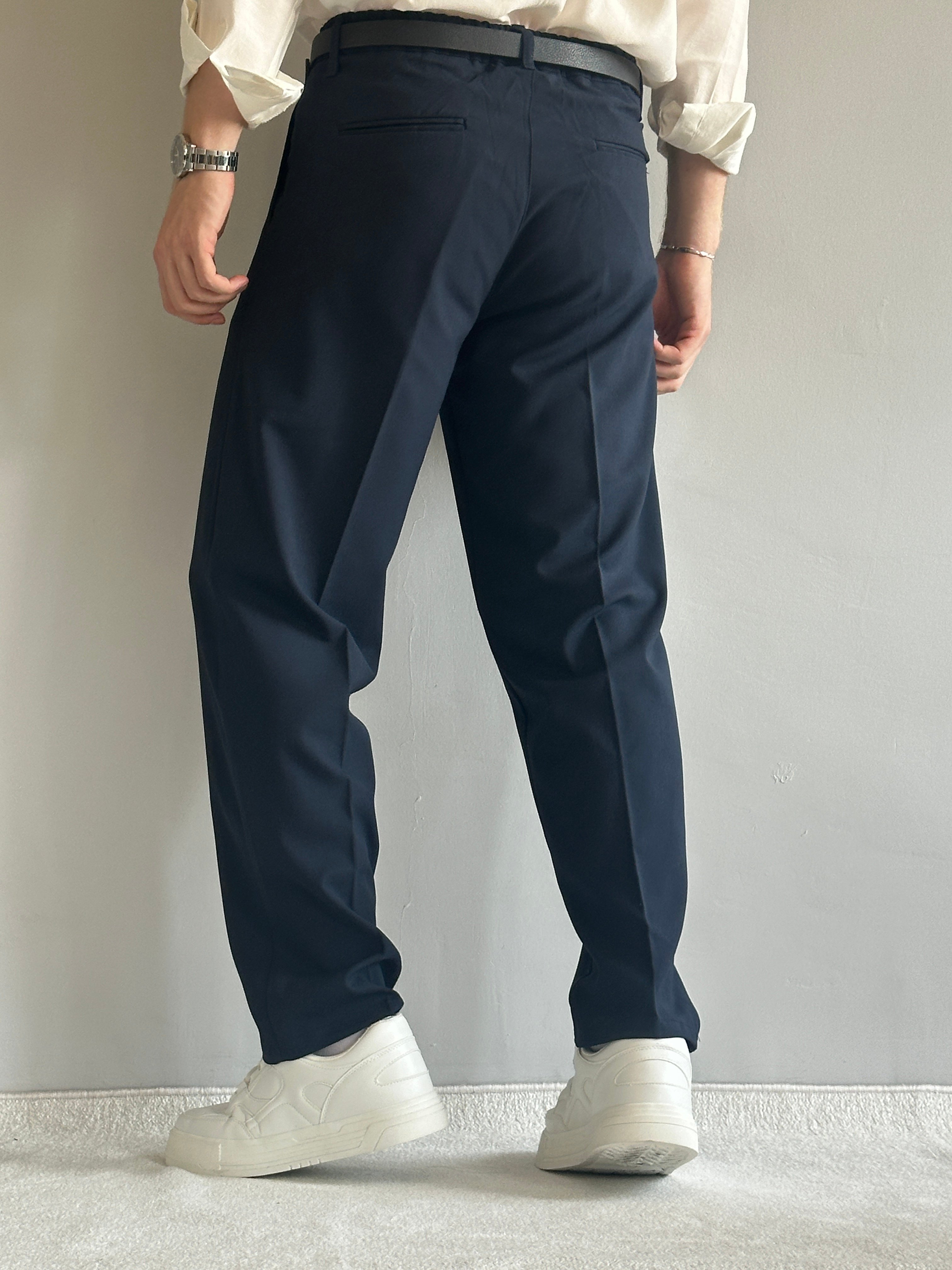 Erkek Prime Baggy Kalıp Beli Lastikli Pileli Kumaş Pantolon