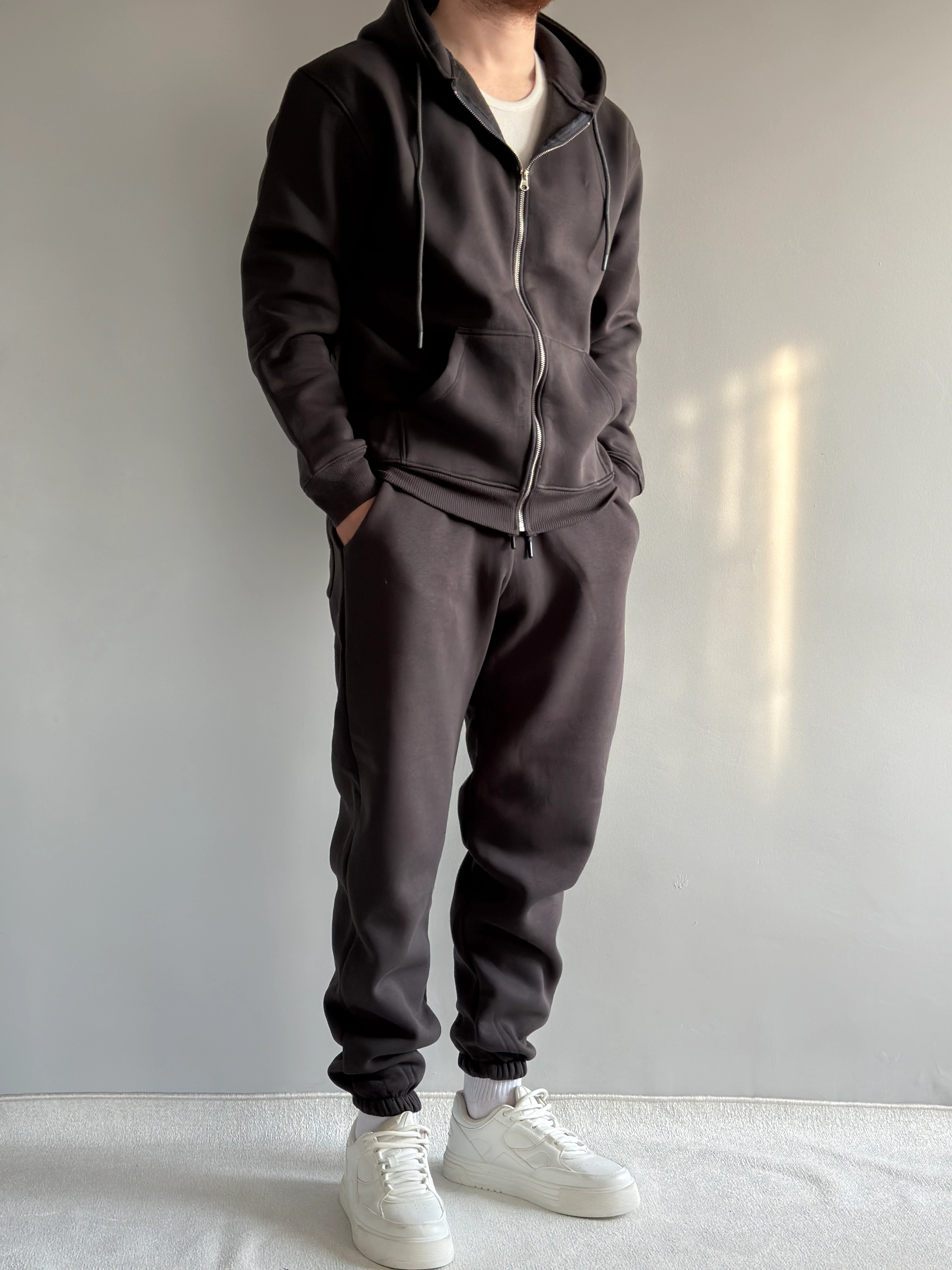 Yüksek Kalite Rahat Kalıp Alt Üst Eşofman Takımı -P181 - Füme