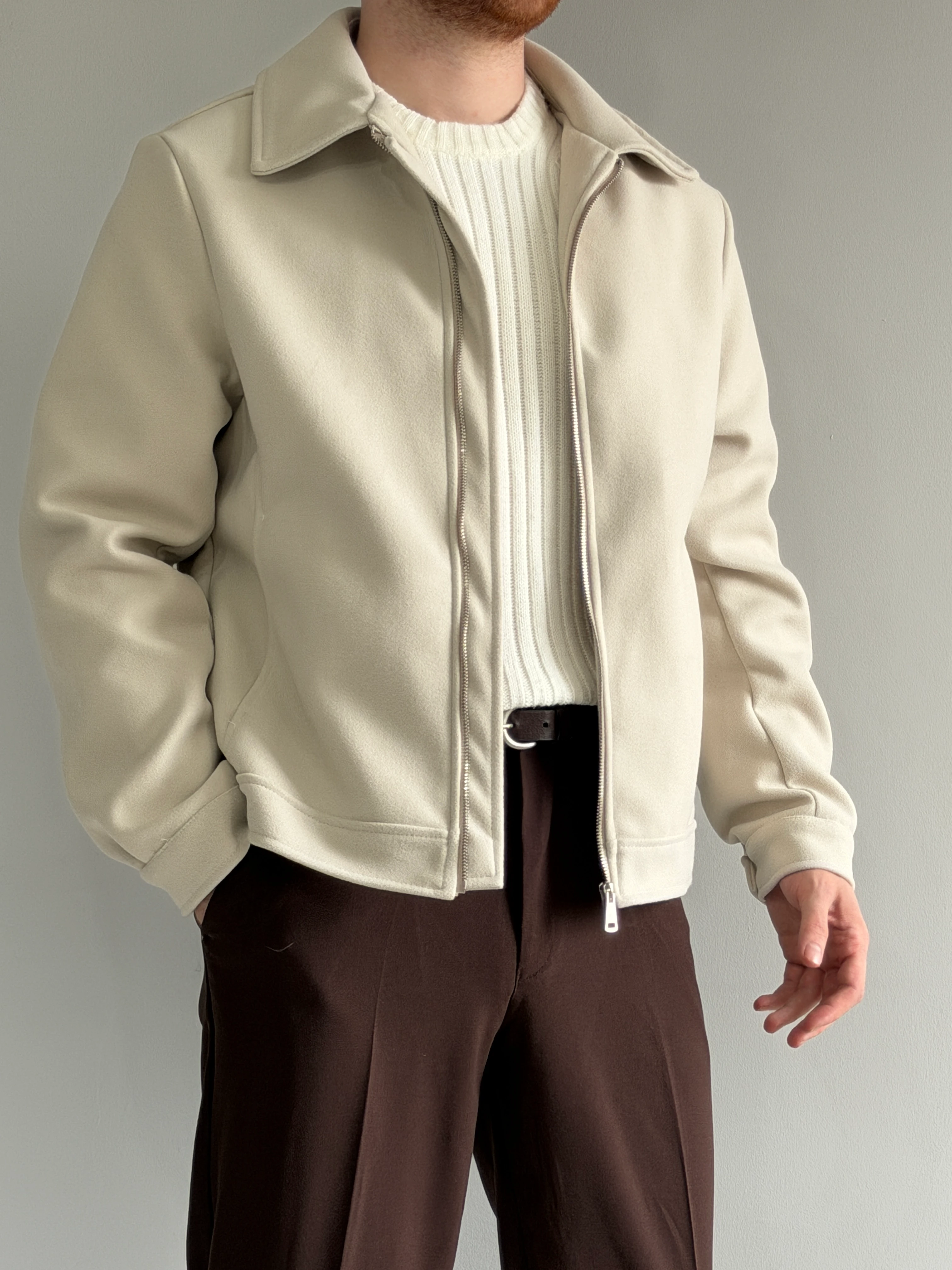 Prime Old Money Exclusive Yüksek Gramajlı Kaşe Ceket - P199 - Krem