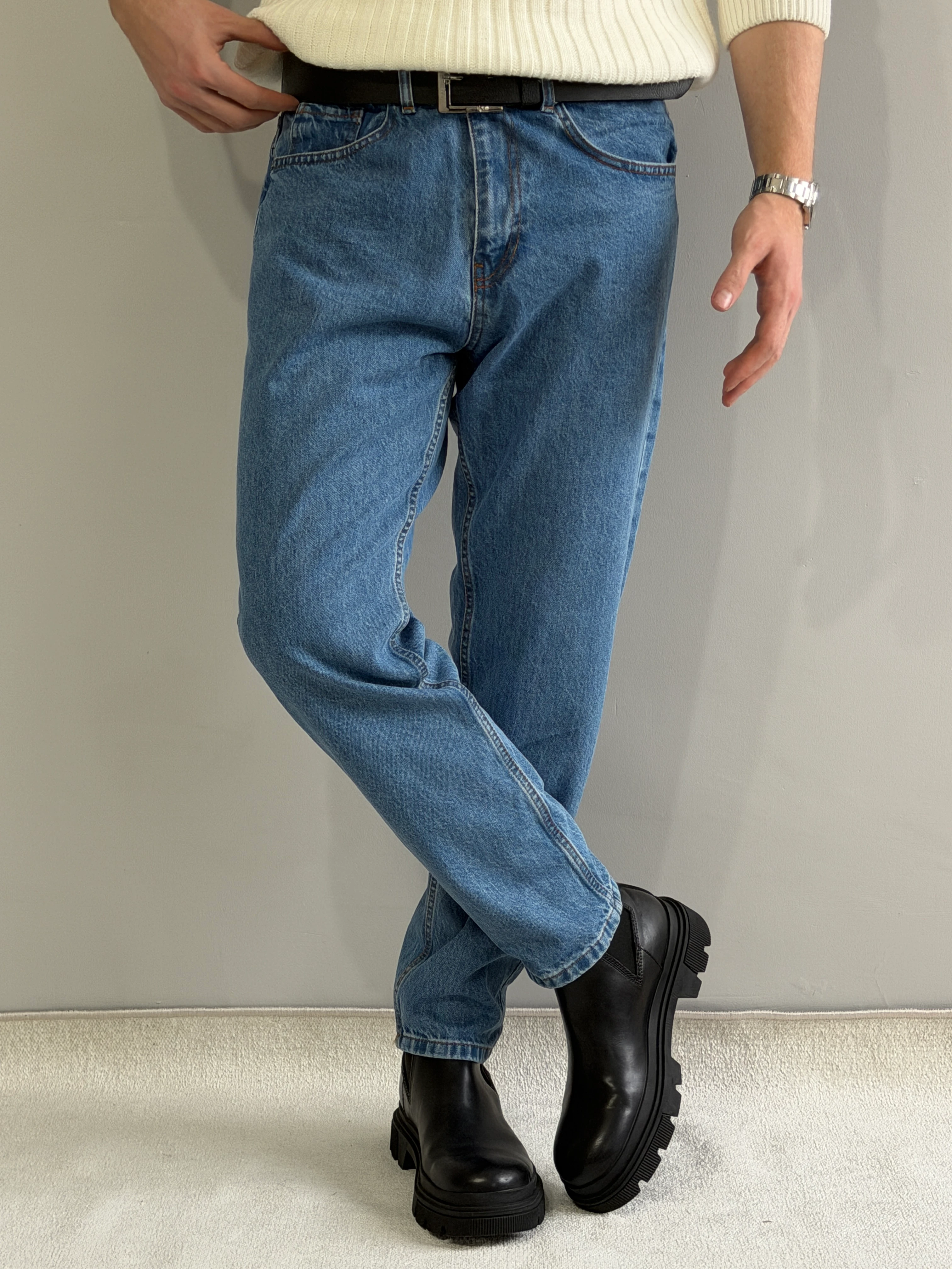 Kemer Hediyeli Exclusive Boyfriend Kalıp Kot Pantolon - P194