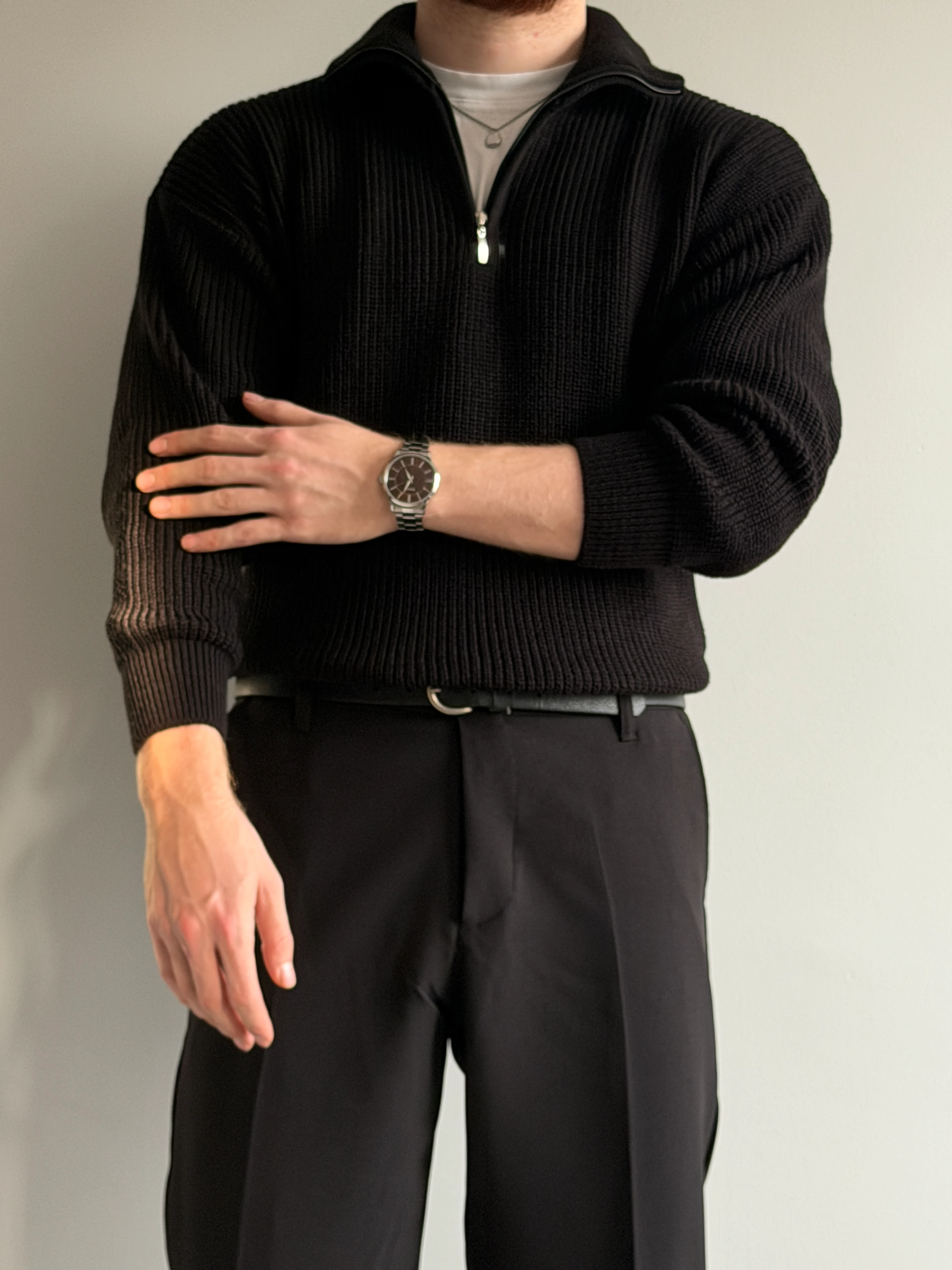 Prime Old Money Exclusive ZIP Yaka Selanik Örgü Triko Kazak - P192