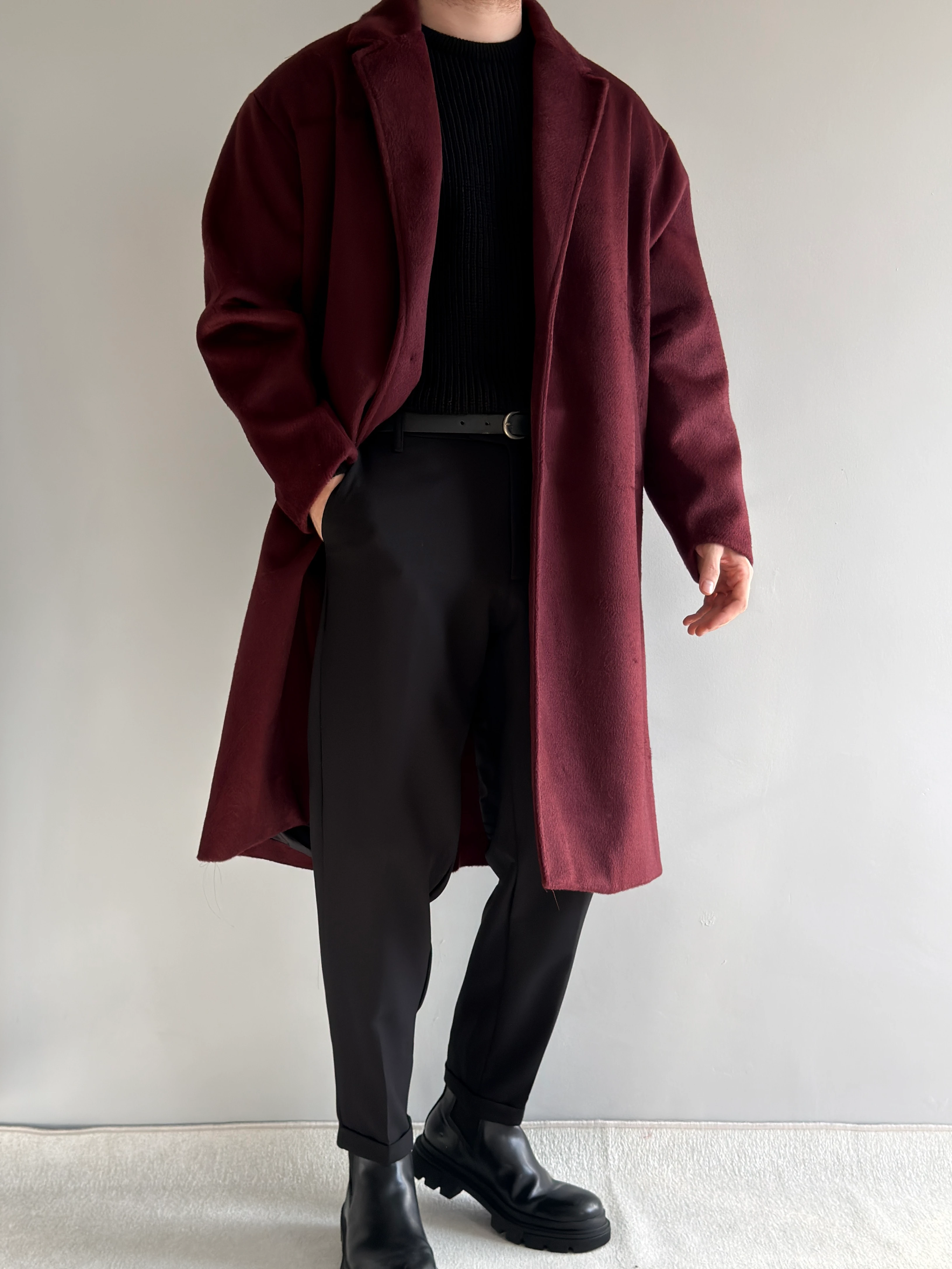 Prime Old Money Exlusive Oversize Kalıp Kaban - P183 - Bordo