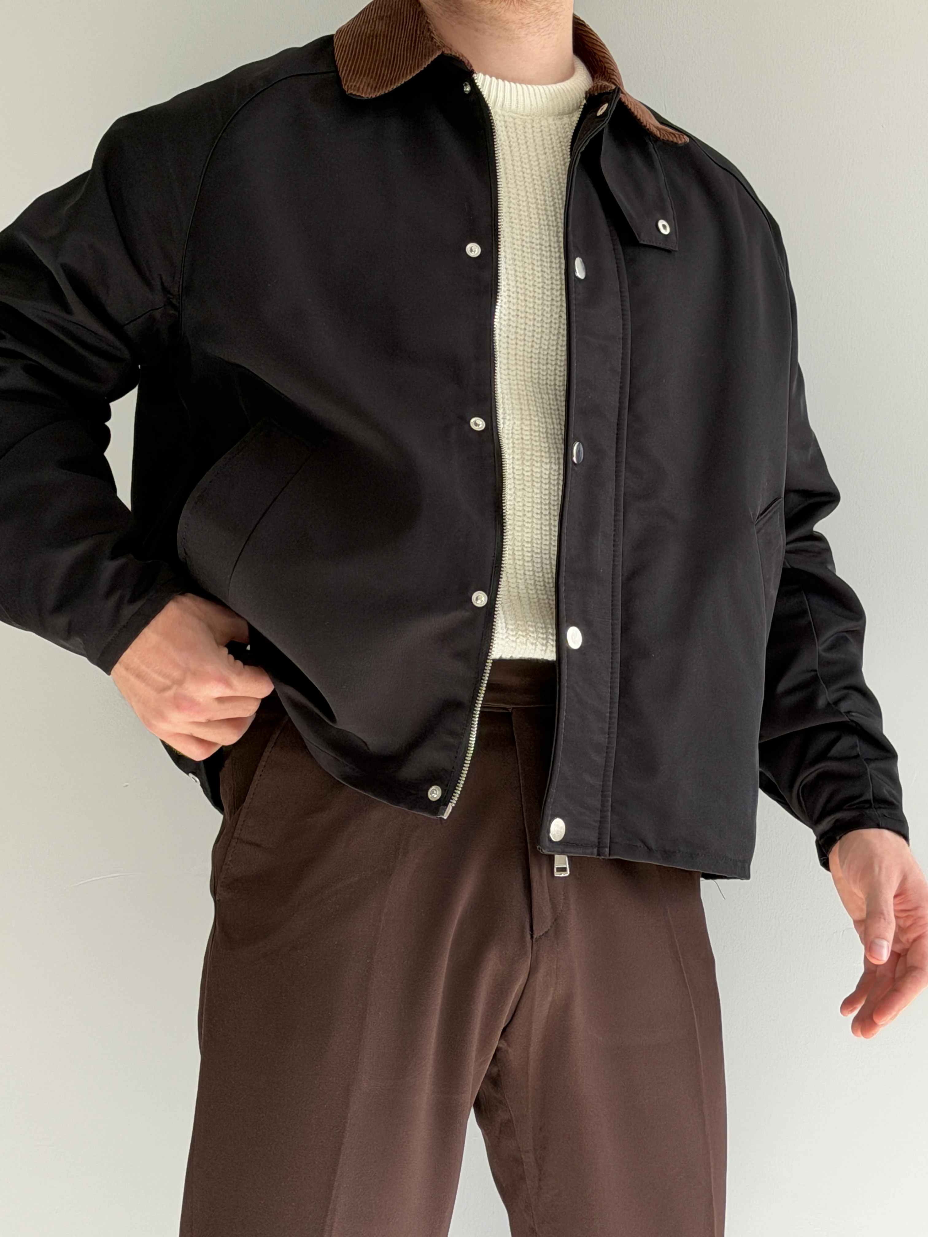 Prime Old Money Su Geçirmez Mebran Kumaş Yaka Detaylı Oversize Mont - P177