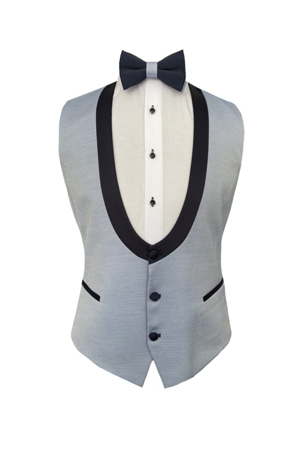 Süvari Yelekli Buz Mavisi Slim Fit Damatlık