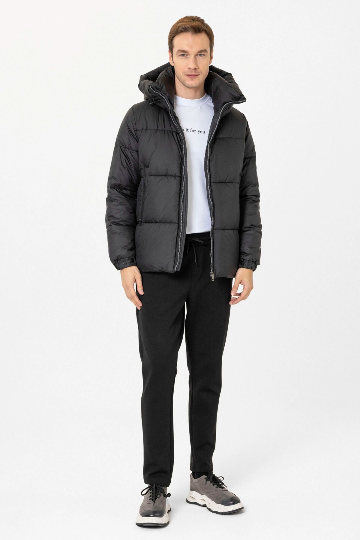 Süvari Slim Fit Dolum Siyah Erkek Mont