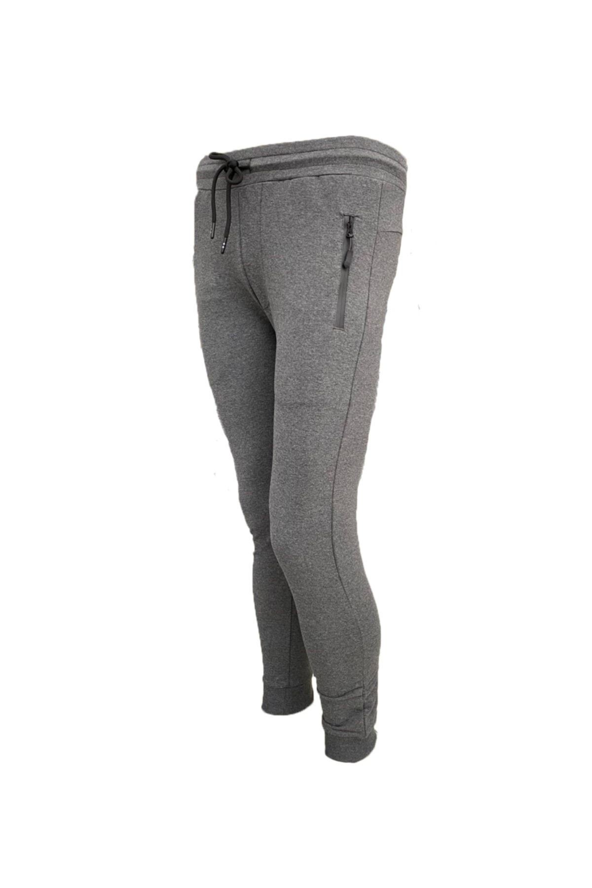 Slim Fit Gri Sweat Pantolon Bantlı