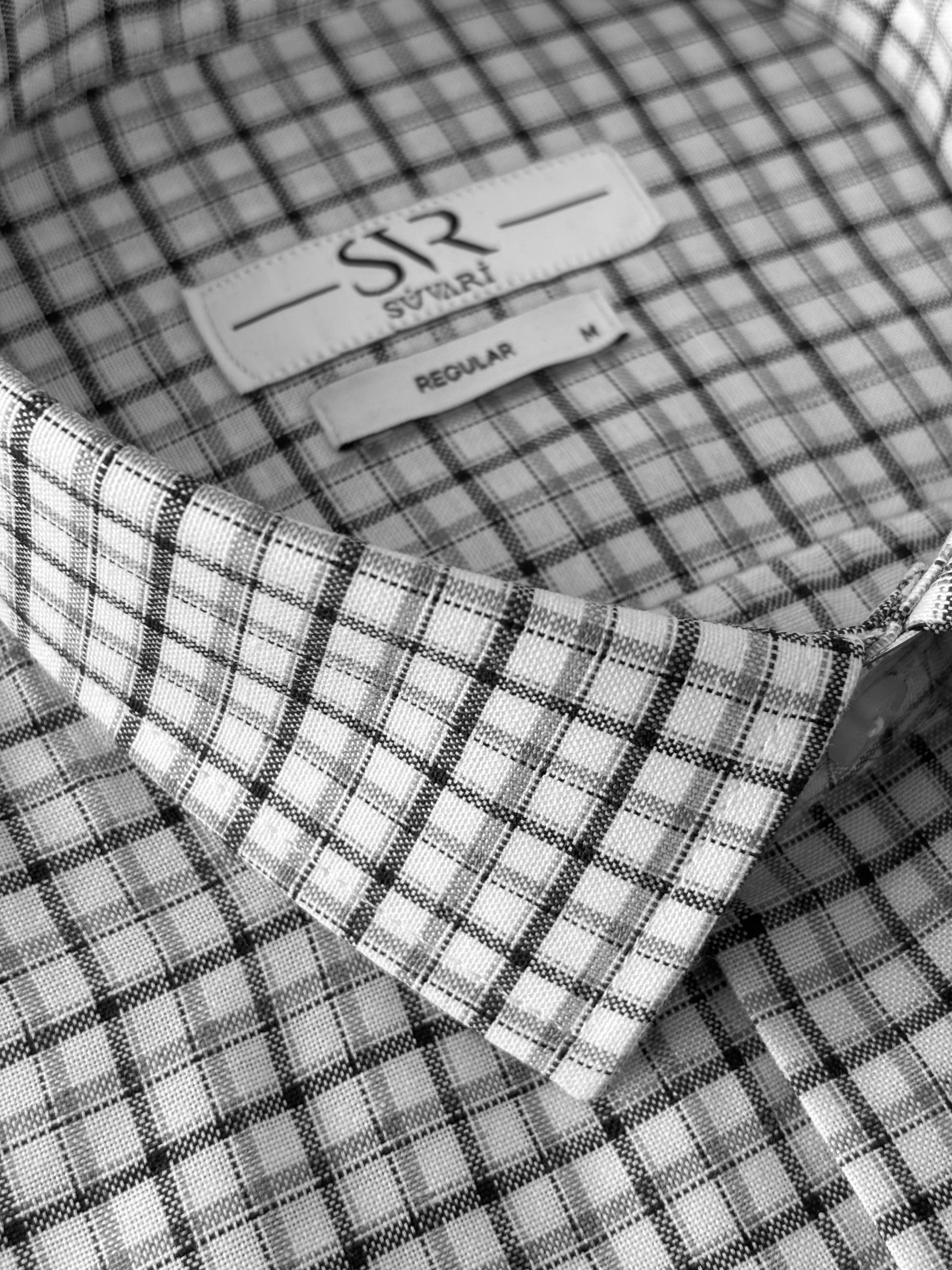 Süvari Bol Kesim Cepli Ekose Desenli Kısa Kol Erkek Gömlek