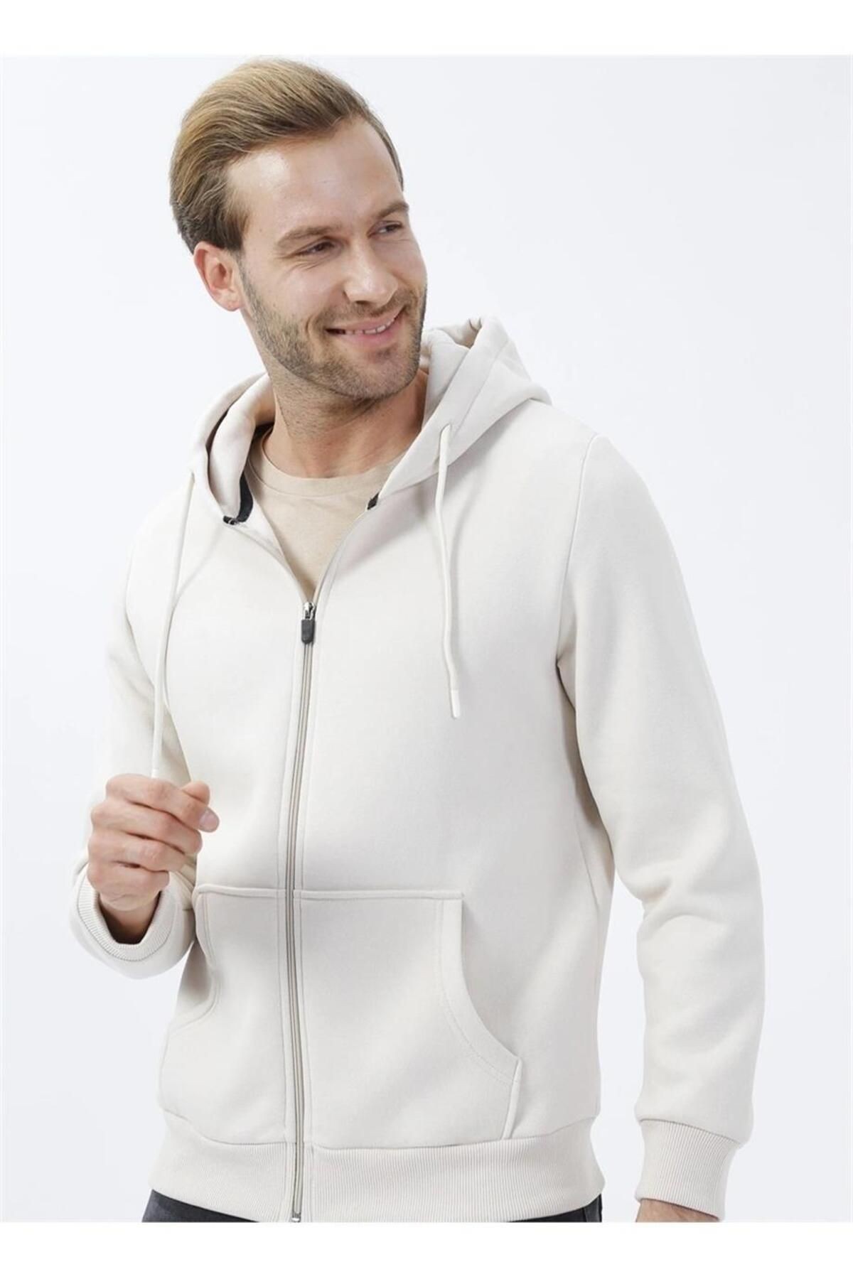 Süvari Kapüşonlu Fermuarlı Yaka Regular Kalıp Düz Antrasit Sweatshirt
