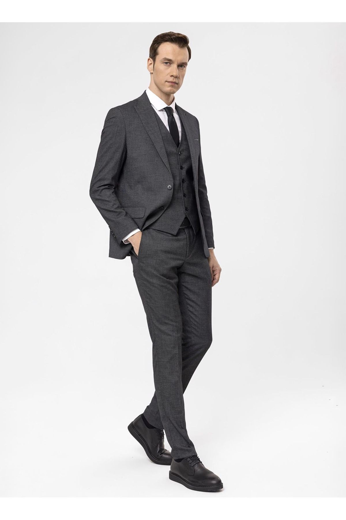 Süvari Normal Bel Slim Fit Siyah Erkek Takım Elbise TK1020000270