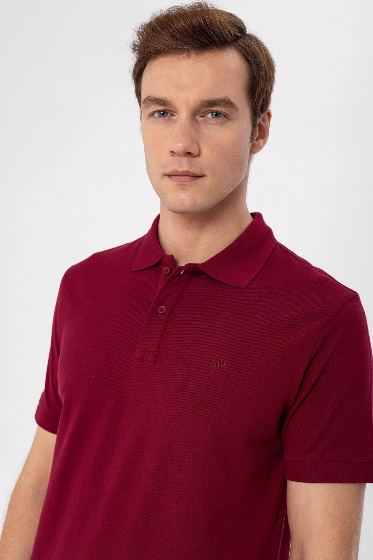 Polo Yaka Slim Kalıp Armürlü Tişört