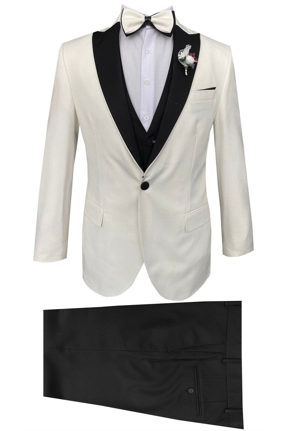 Süvari Beyaz Slim Fit Damatlık Elbise