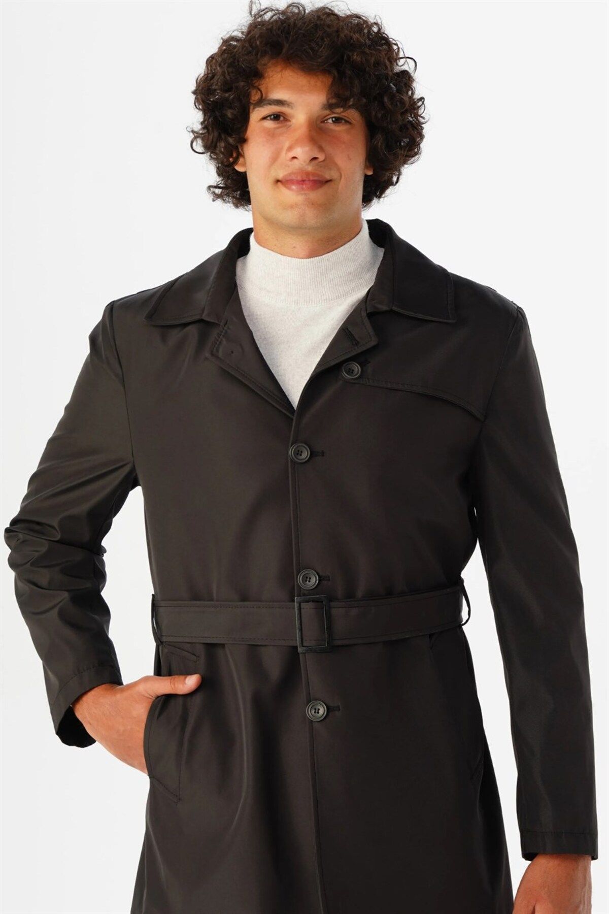 Süvari Bol Kalıp Lacivert Erkek Trençkot