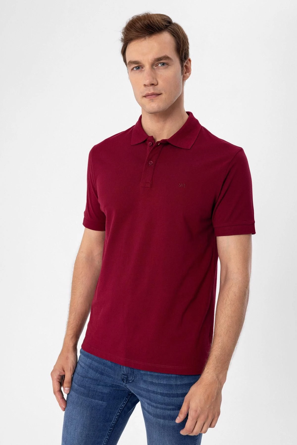 Polo Yaka Slim Kalıp Armürlü Tişört