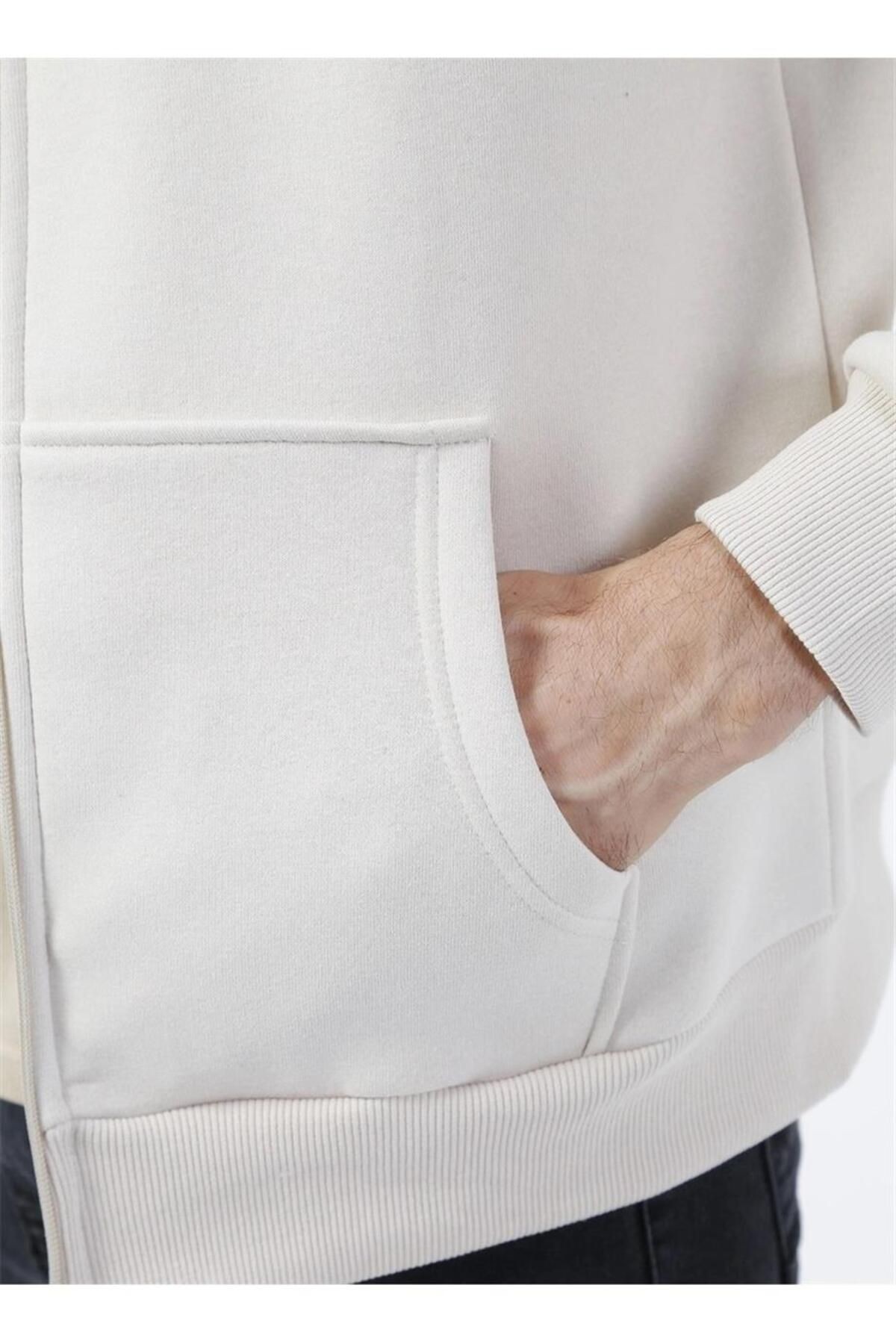 Süvari Kapüşonlu Fermuarlı Yaka Regular Kalıp Düz Antrasit Sweatshirt