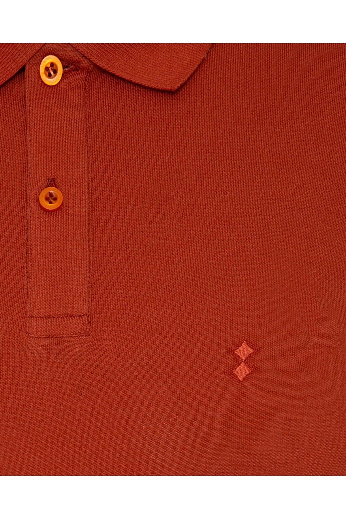 Süvari Slim Fit Polo Yaka Turuncu Erkek Tişört